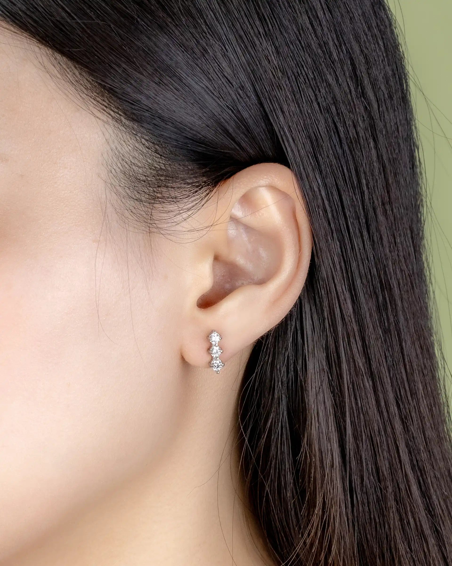 Myrtle Trio Stud Earrings in Silver