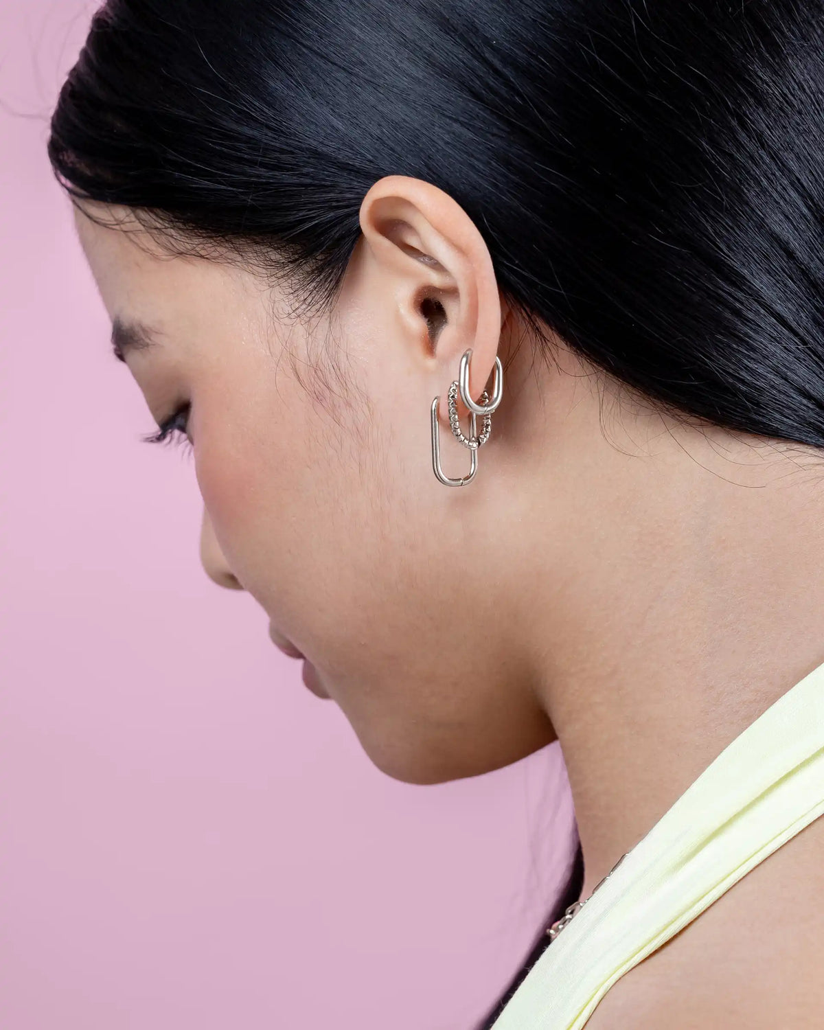 Shania Oval Hoop Earrings in Silver