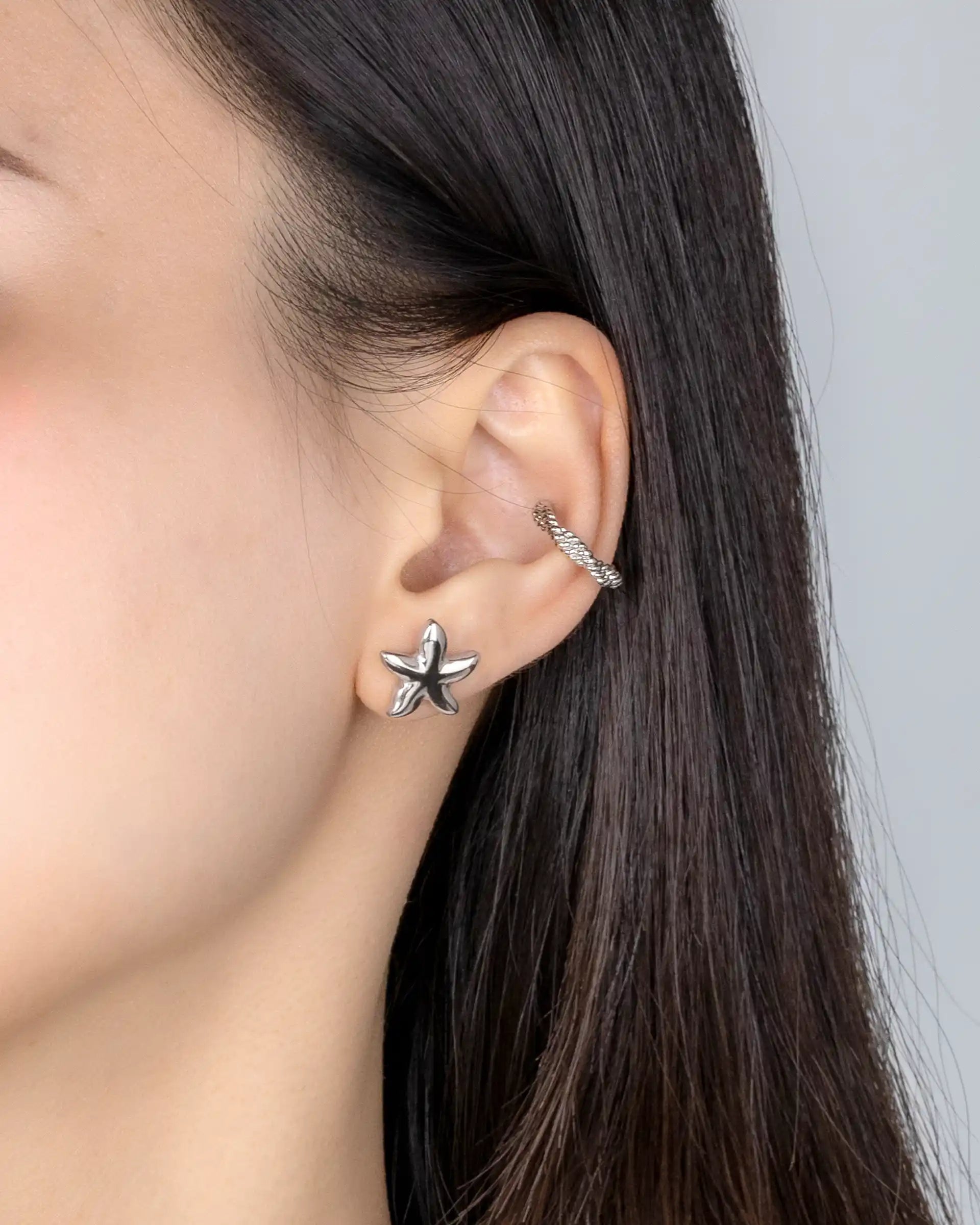 Sheri Starfish Stud Earrings in Silver
