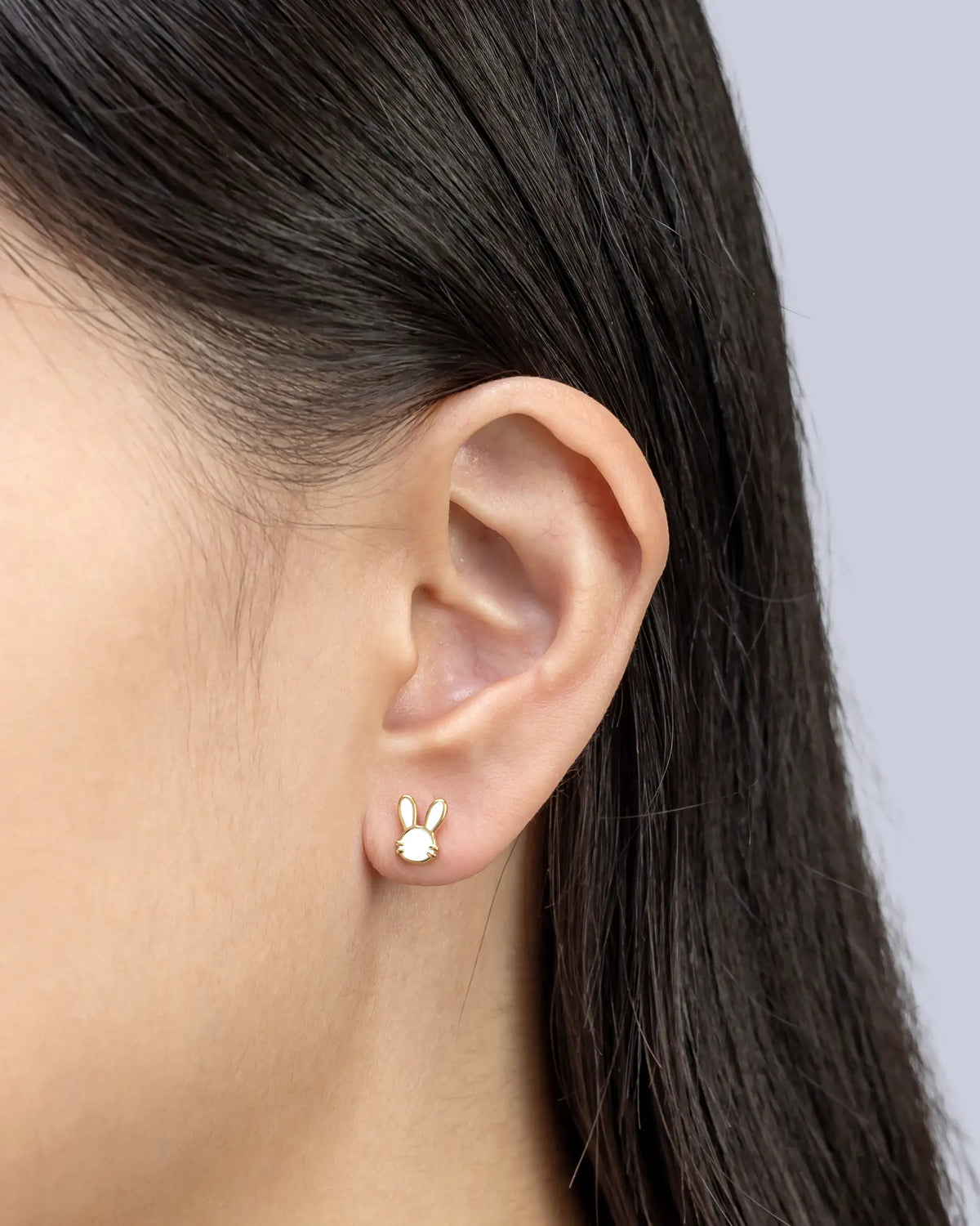 Merritt Bunny Enamel Stud Earrings in Gold
