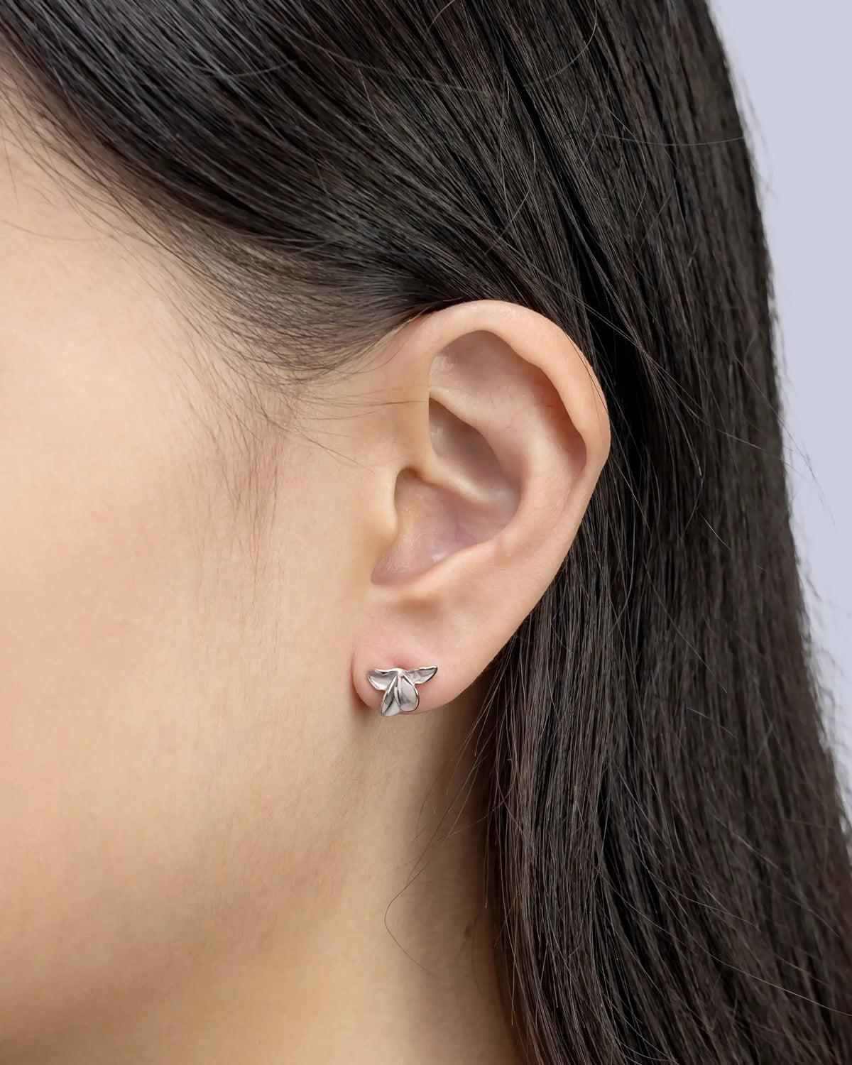 Betsy Sculpted Petal Stud Earrings in Silver