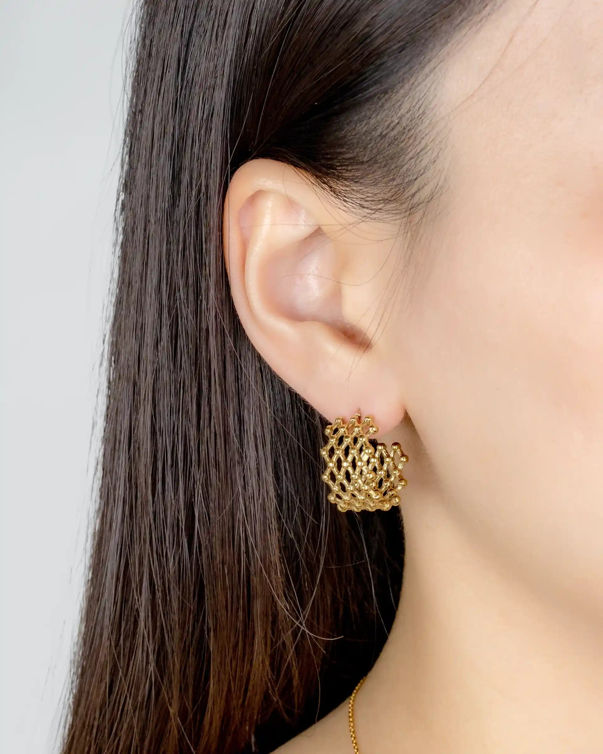 Janette Mesh Hoop Earrings in Gold