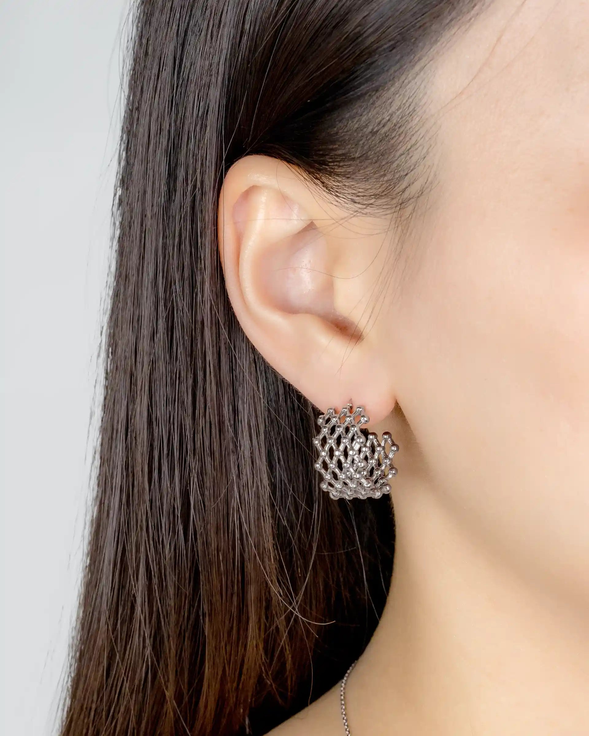 Janette Mesh Hoop Earrings in Silver