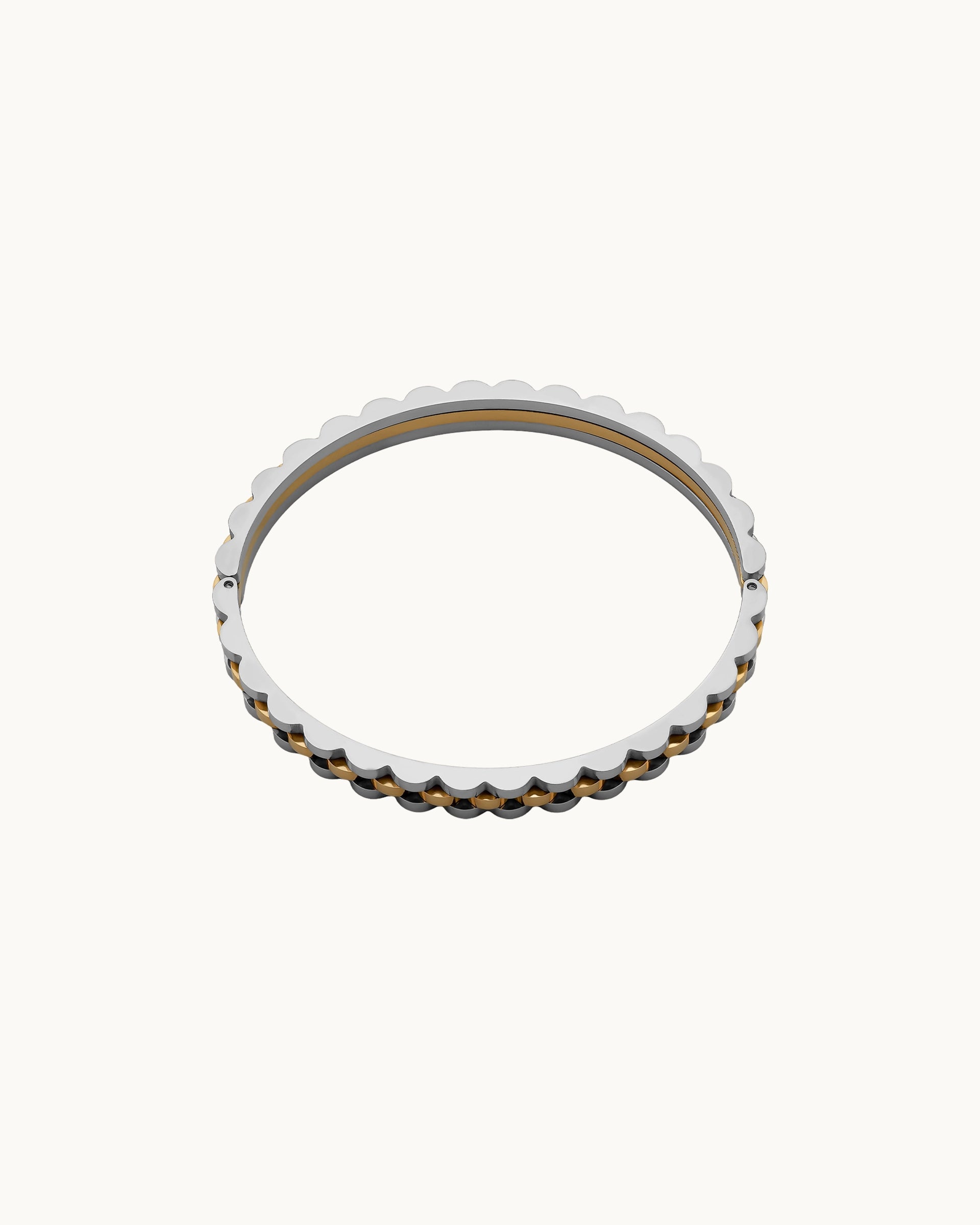Romy Link Pattern Bangle in Two-Tone