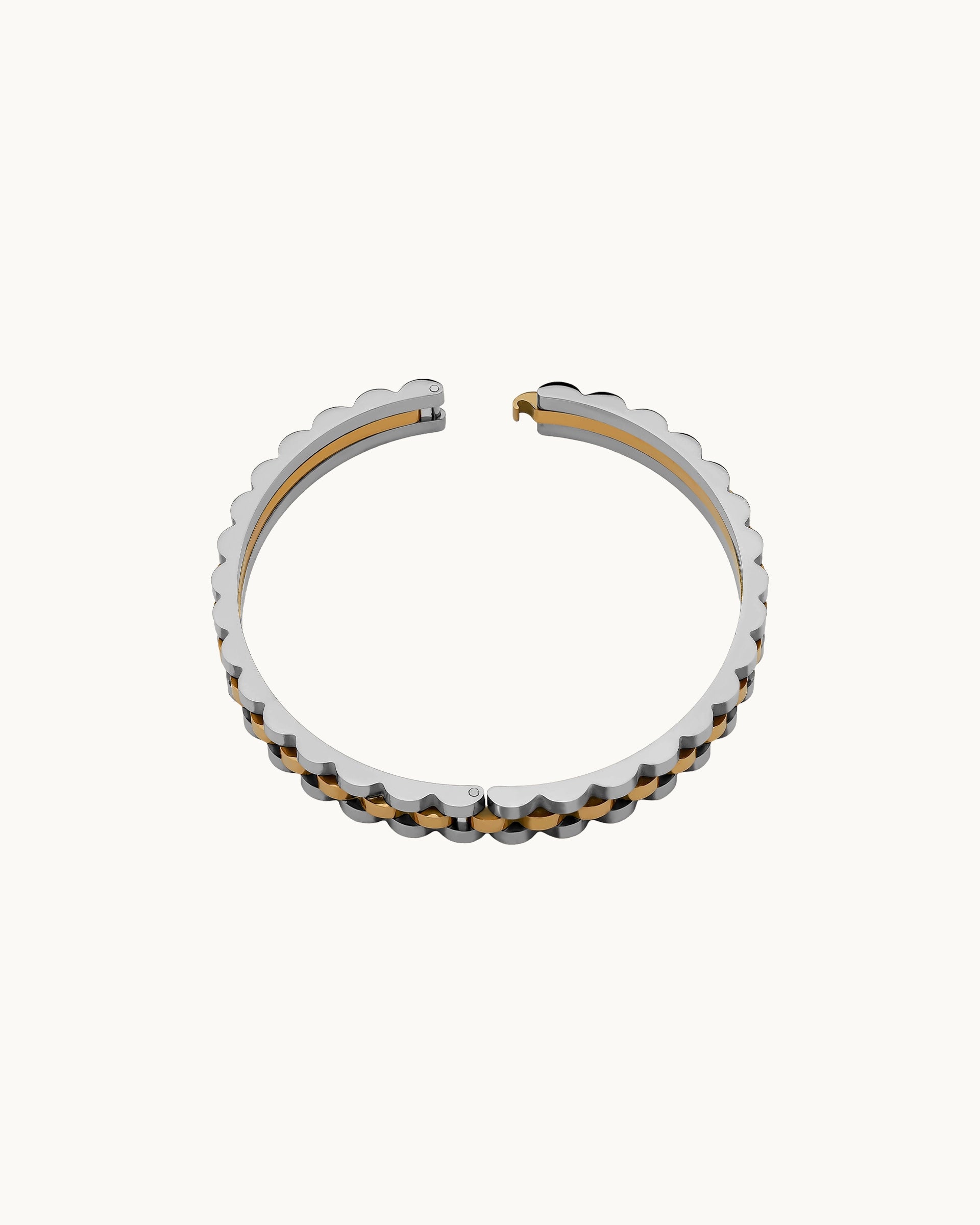 Romy Link Pattern Bangle in Two-Tone