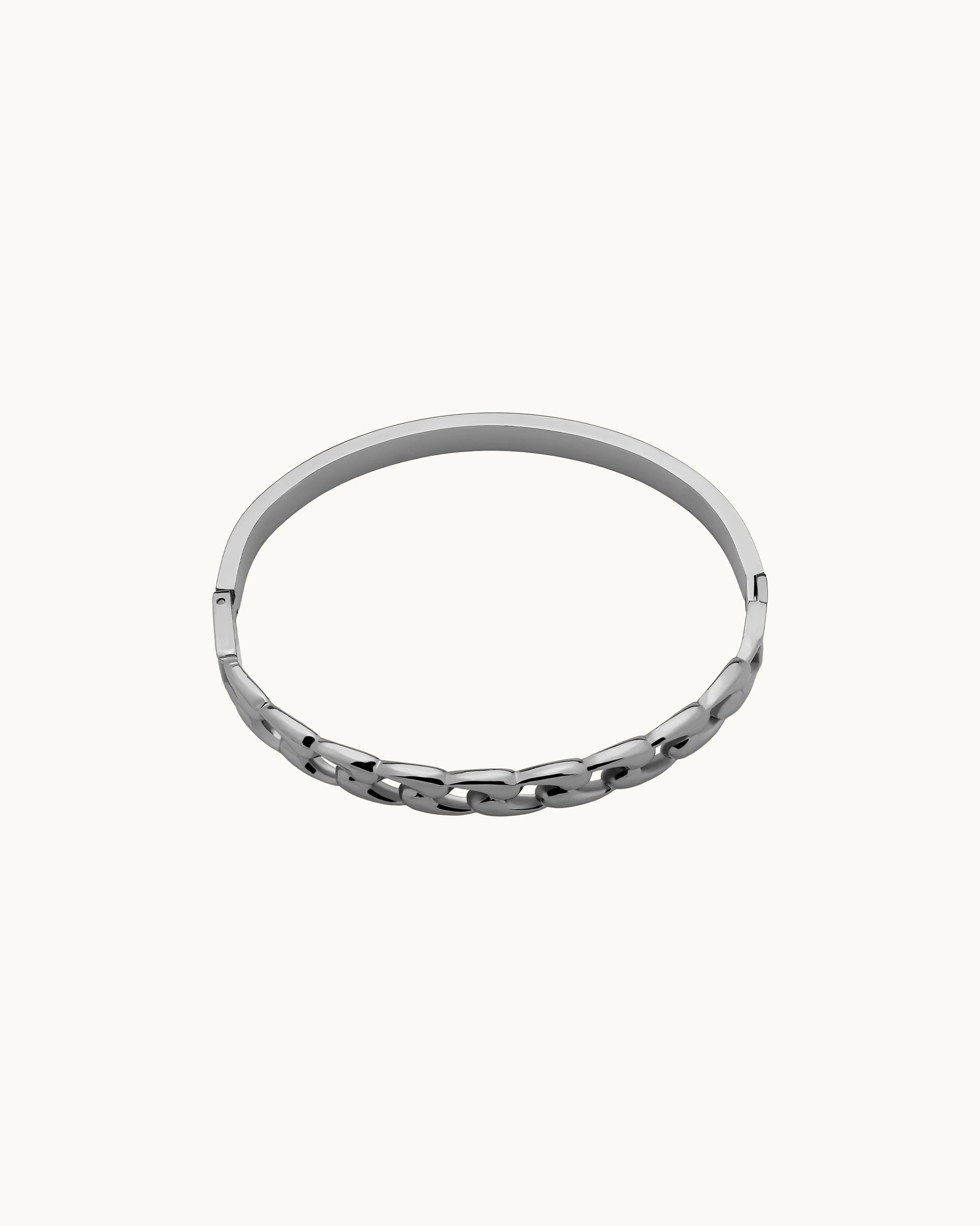 Polina Curb Chain Bangle in Silver