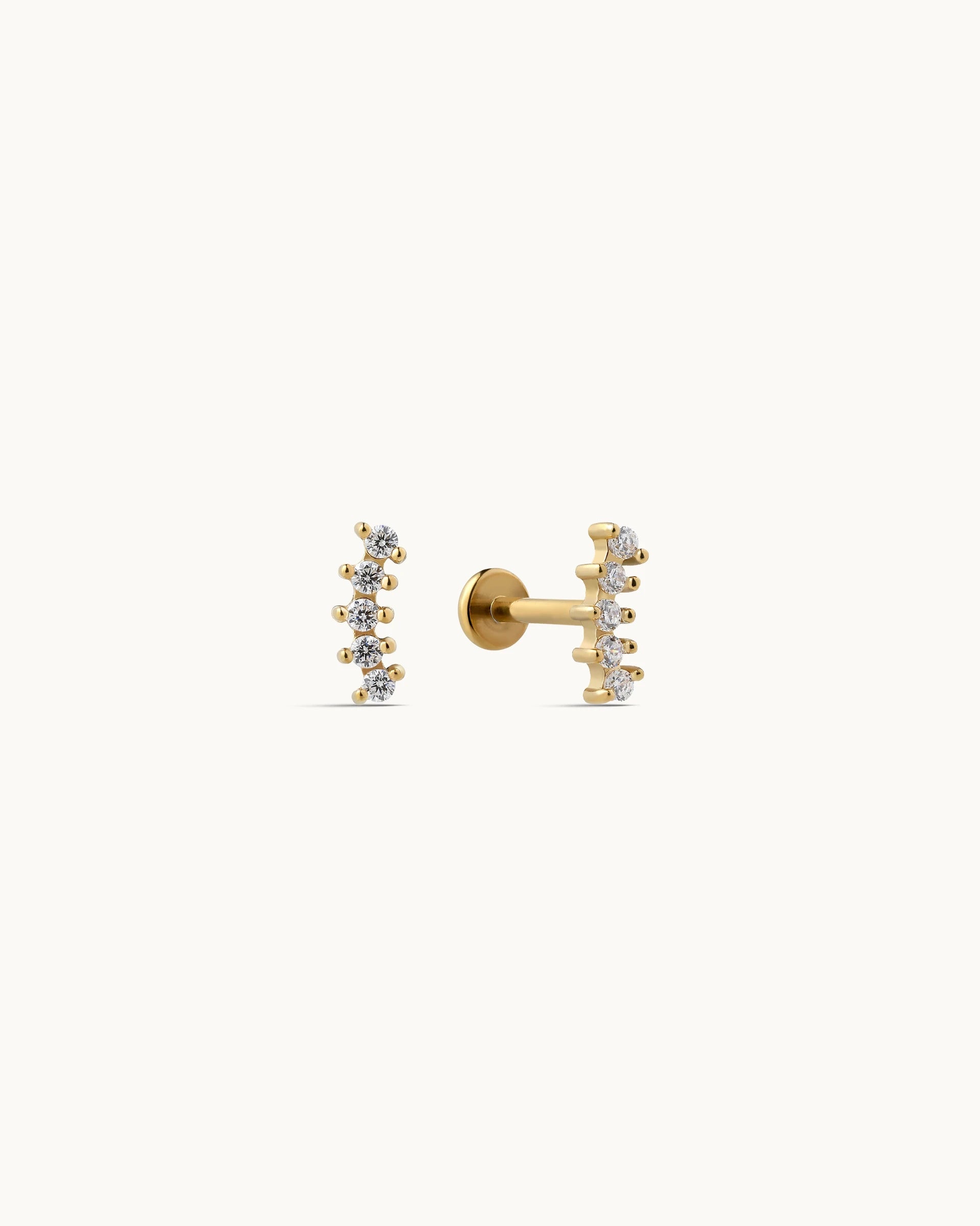 Julianne Bar Flatback Earrings in Gold
