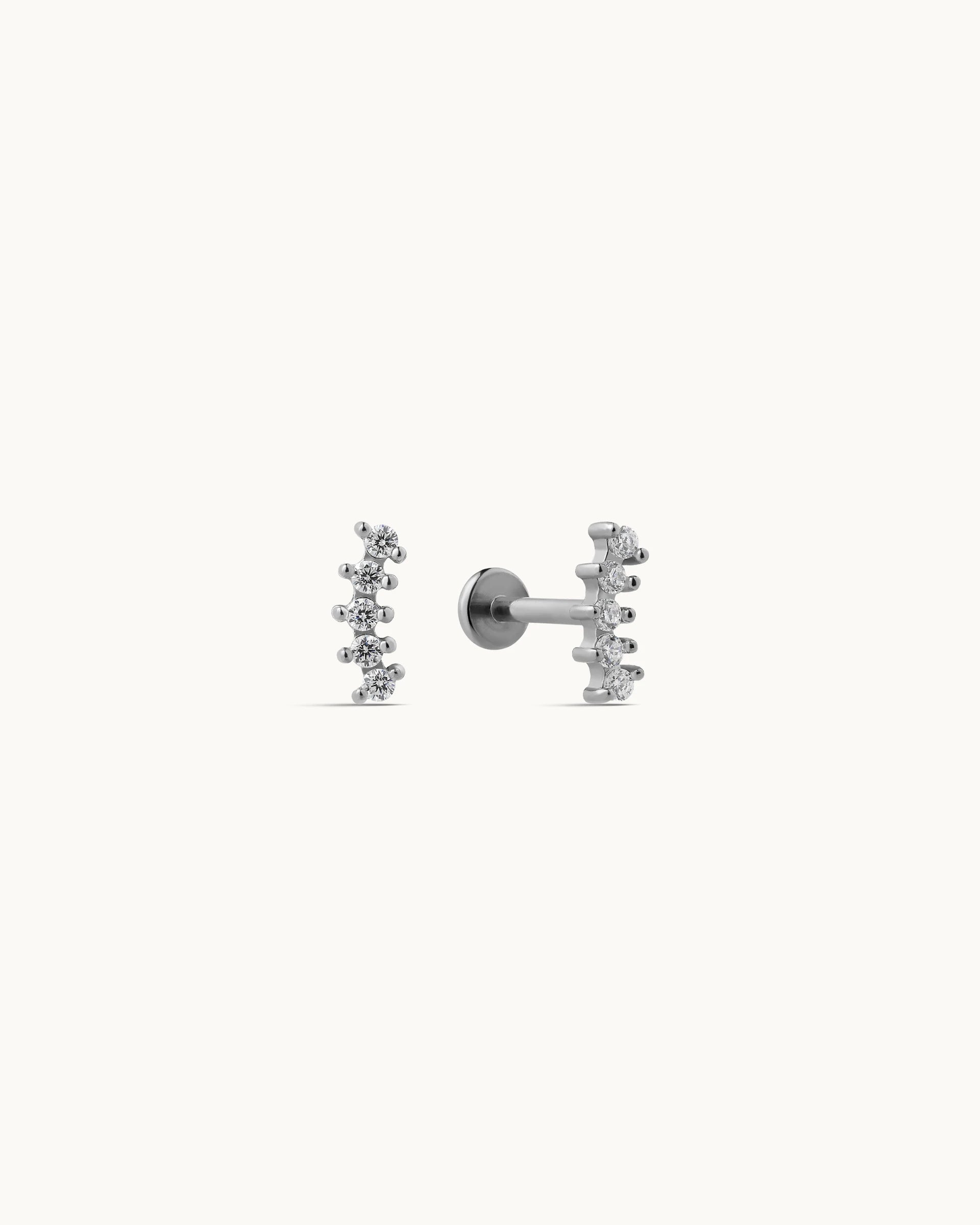 Julianne Bar Flatback Earrings in Silver