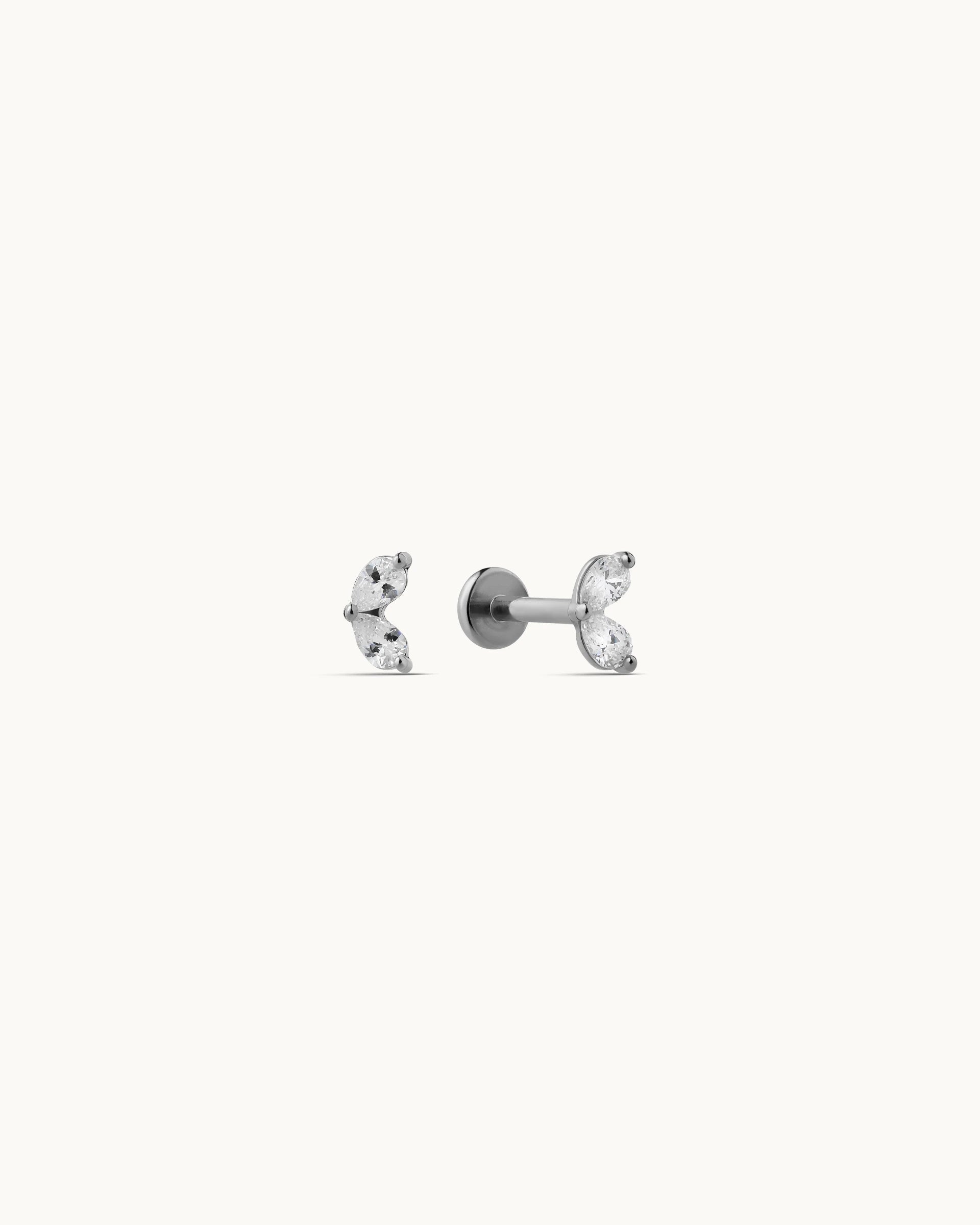 Janna Marquise Flatback Earrings in Silver