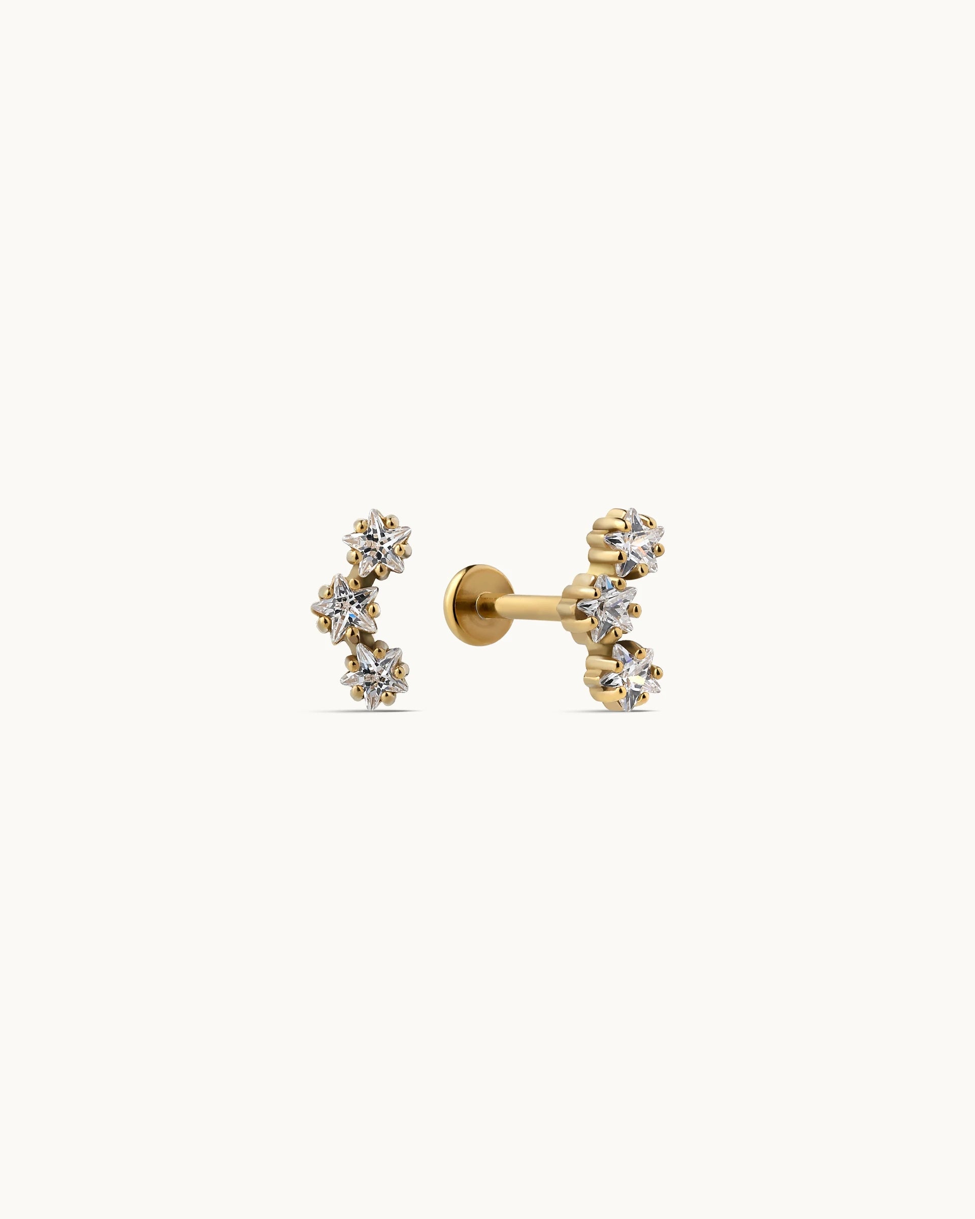 Carmela Star Flatback Earrings in Gold