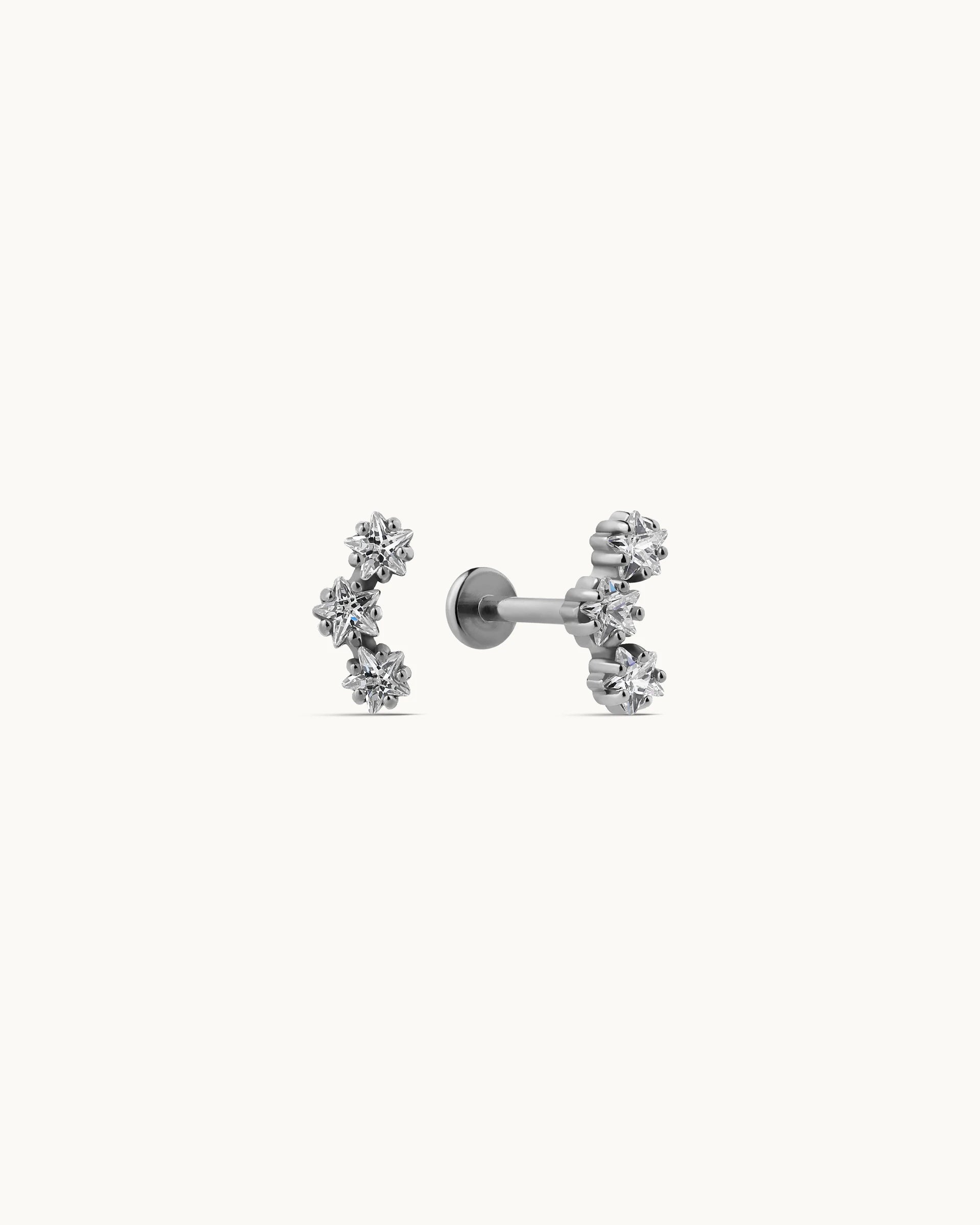 Carmela Star Flatback Earrings in Silver