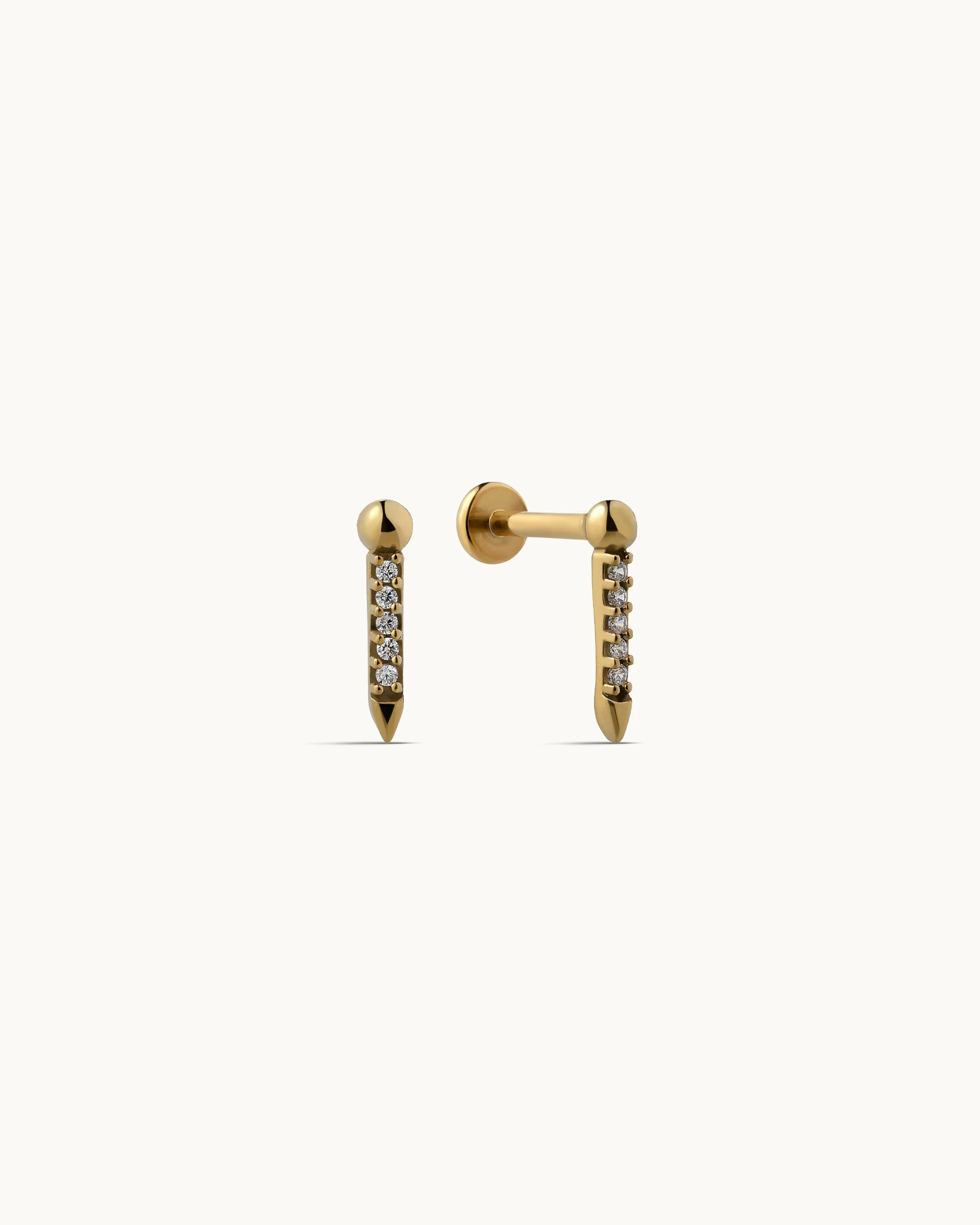 Roslyn Spike Flatback Earrings in Gold
