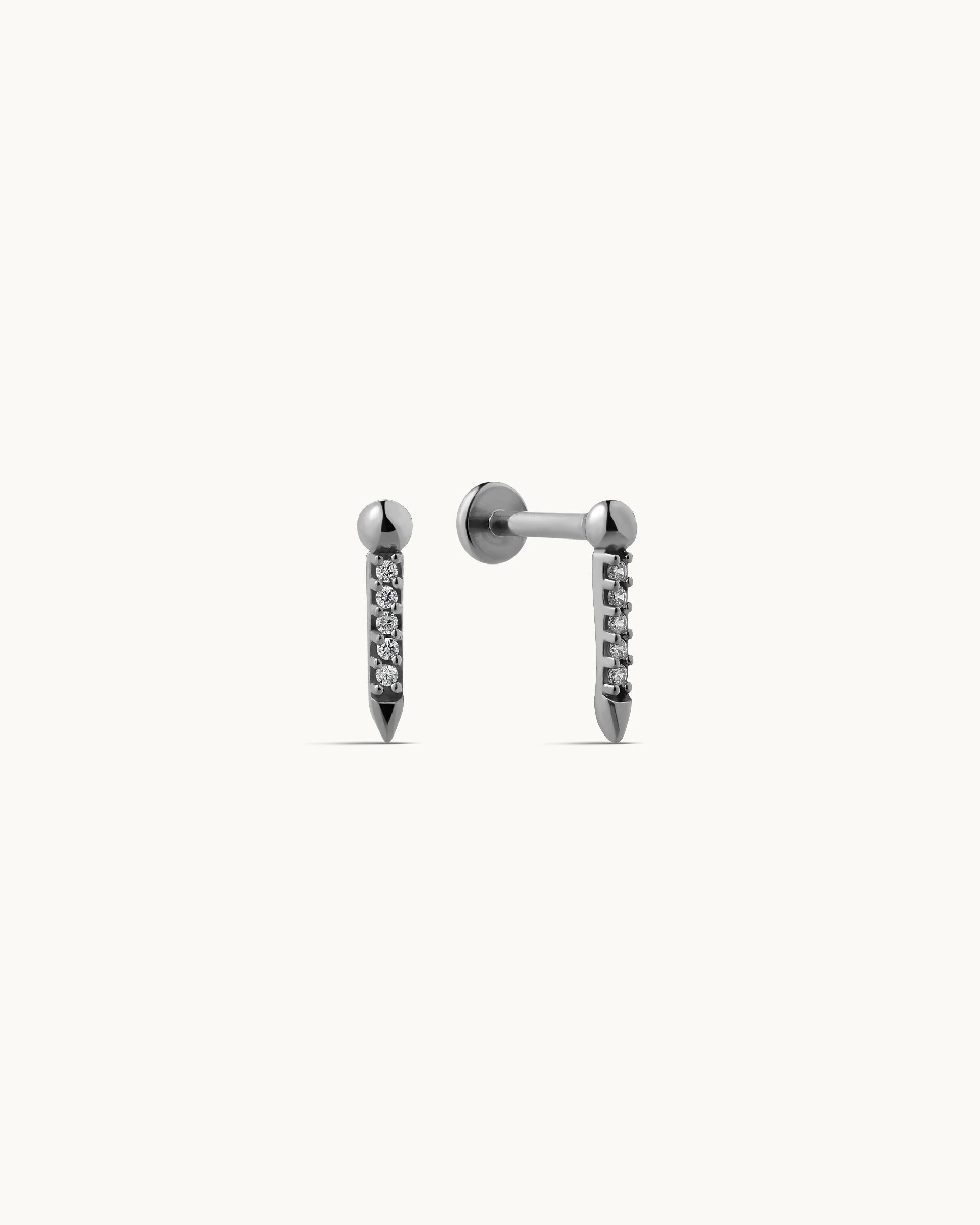 Roslyn Spike Flatback Earrings in Silver
