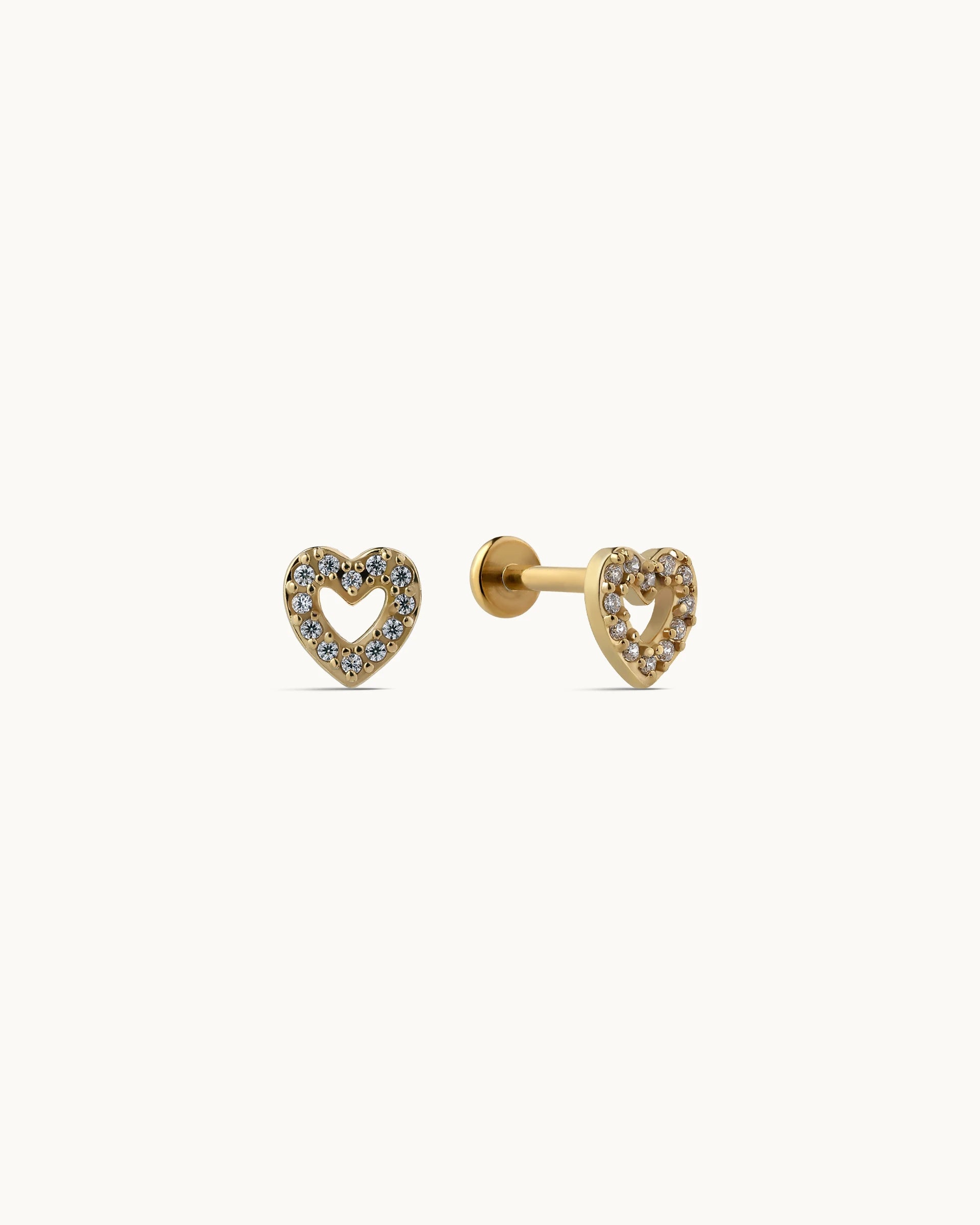 Debora Heart Flatback Earrings in Gold