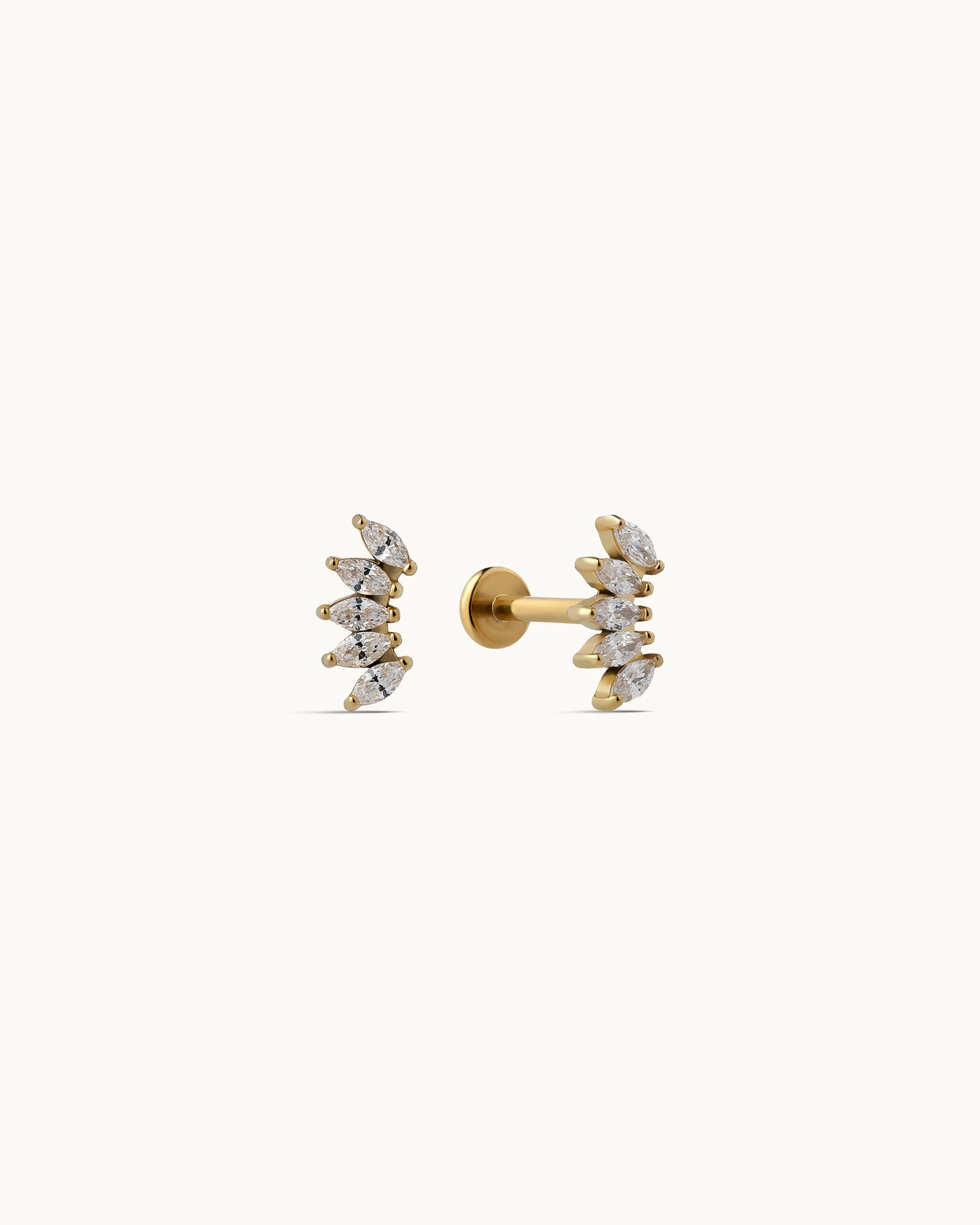 Carey Marquise Flatback Earrings in Gold