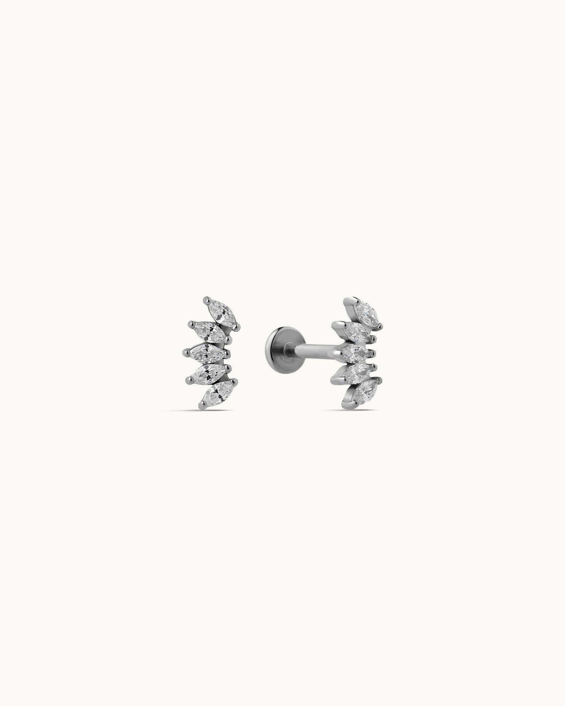 Carey Marquise Flatback Earrings in Silver