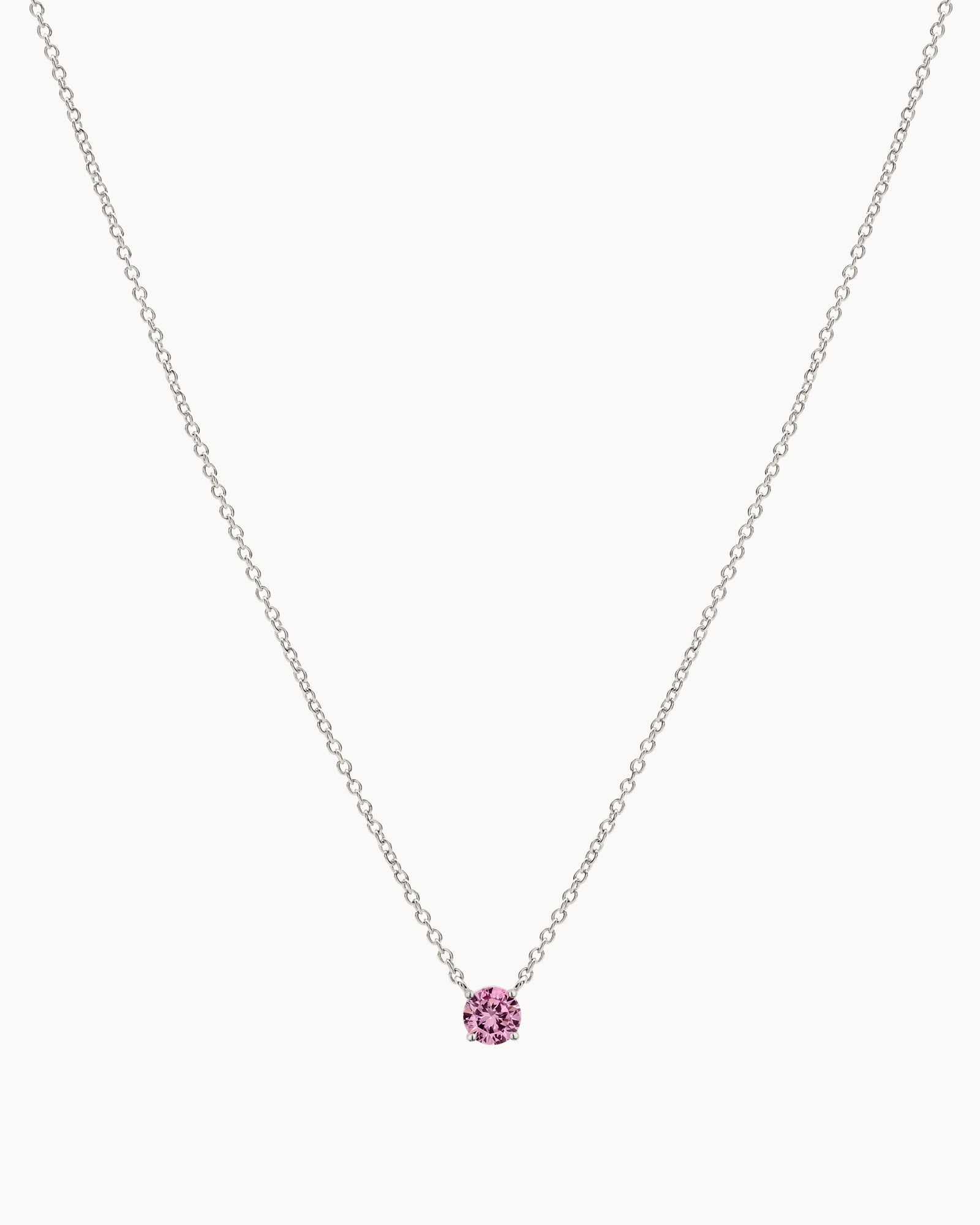Solitaire Birthstone Necklace in Silver - Rose