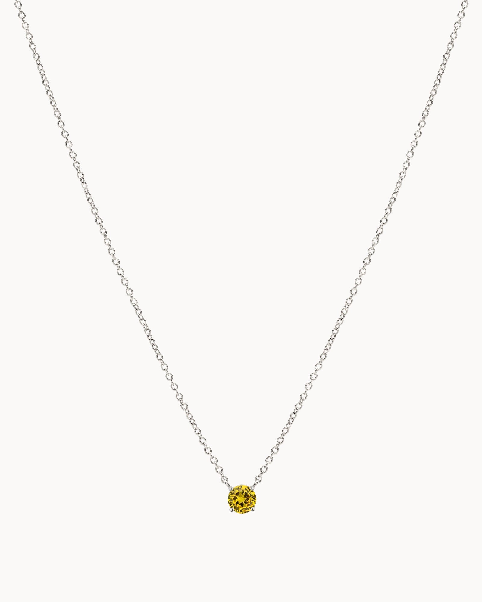 Solitaire Birthstone Necklace in Silver - Honey
