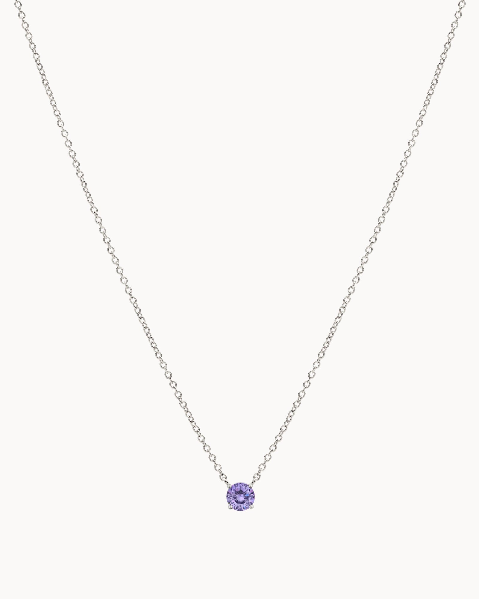 Solitaire Birthstone Necklace in Silver - Alexandrite