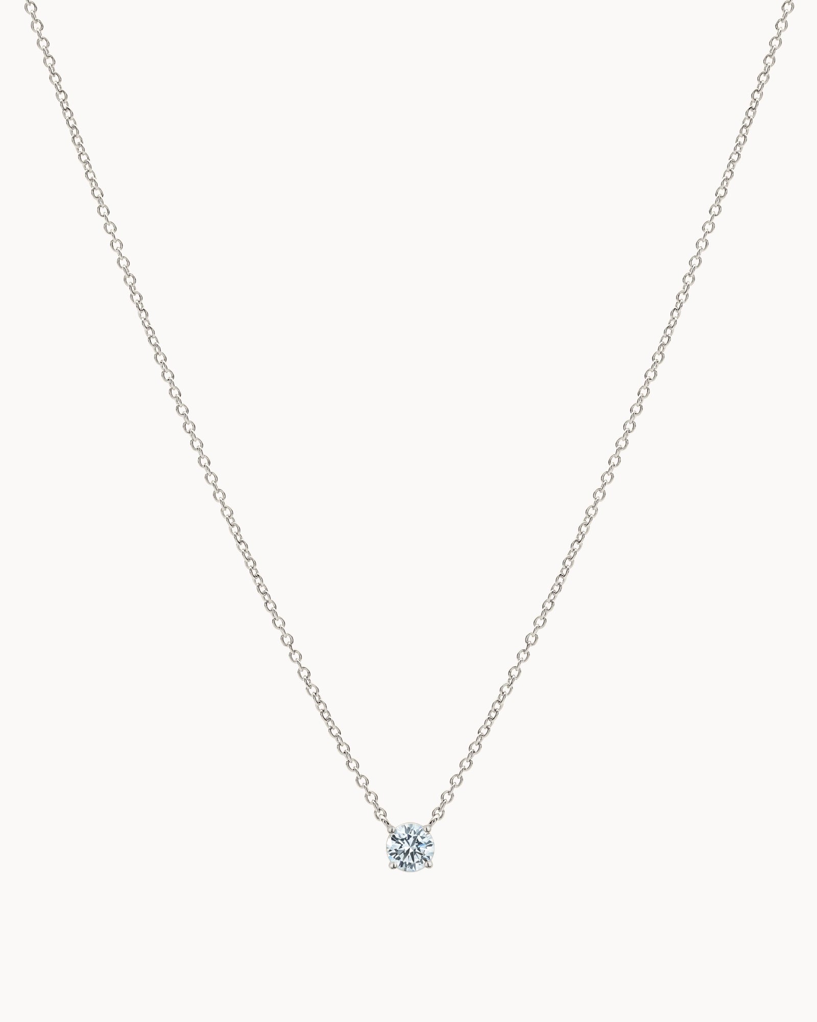 Solitaire Birthstone Necklace in Silver - Diamond
