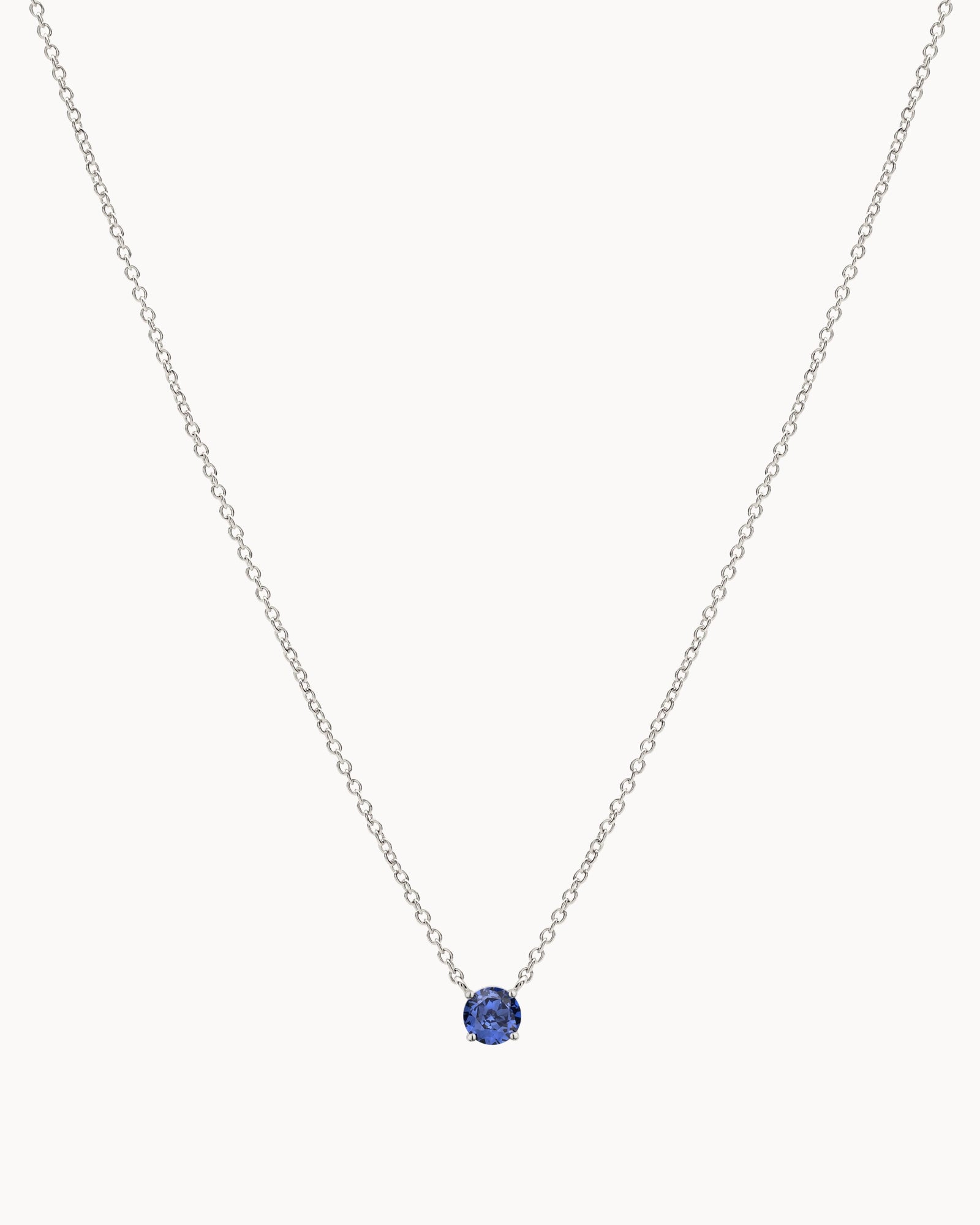 Solitaire Birthstone Necklace in Silver - Tanzanite