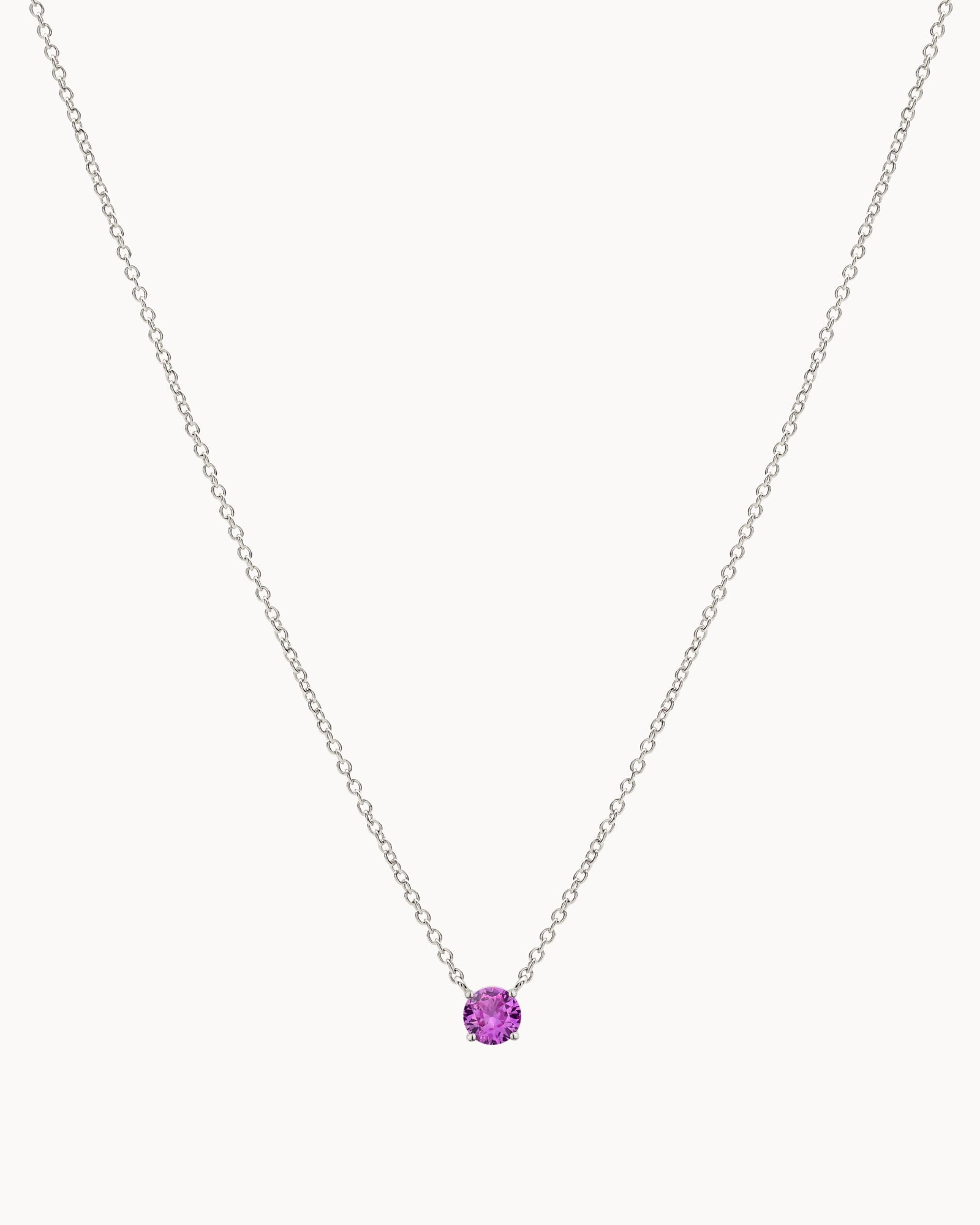 Solitaire Birthstone Necklace in Silver - Tourmaline