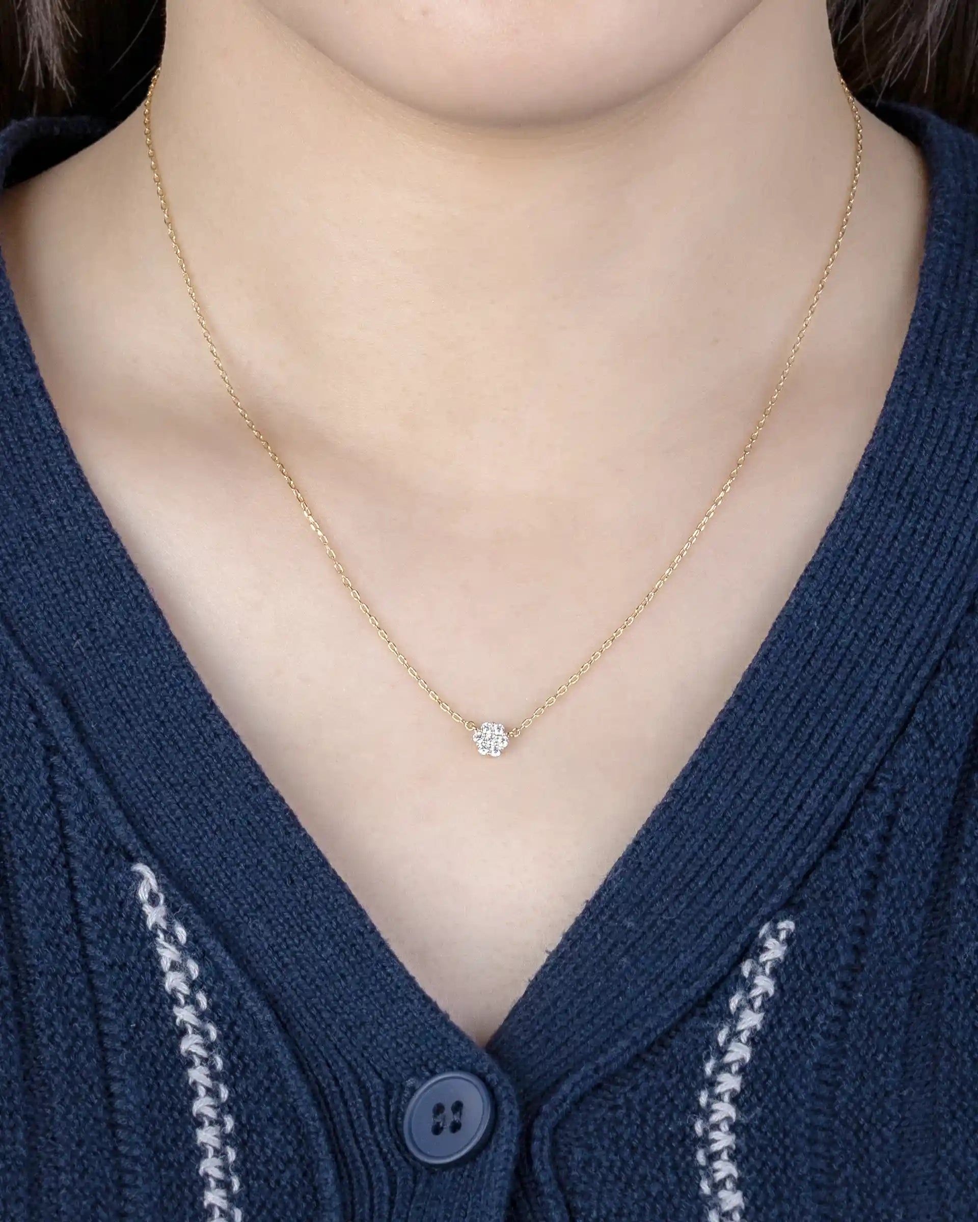 Dominique Floral Necklace in Gold