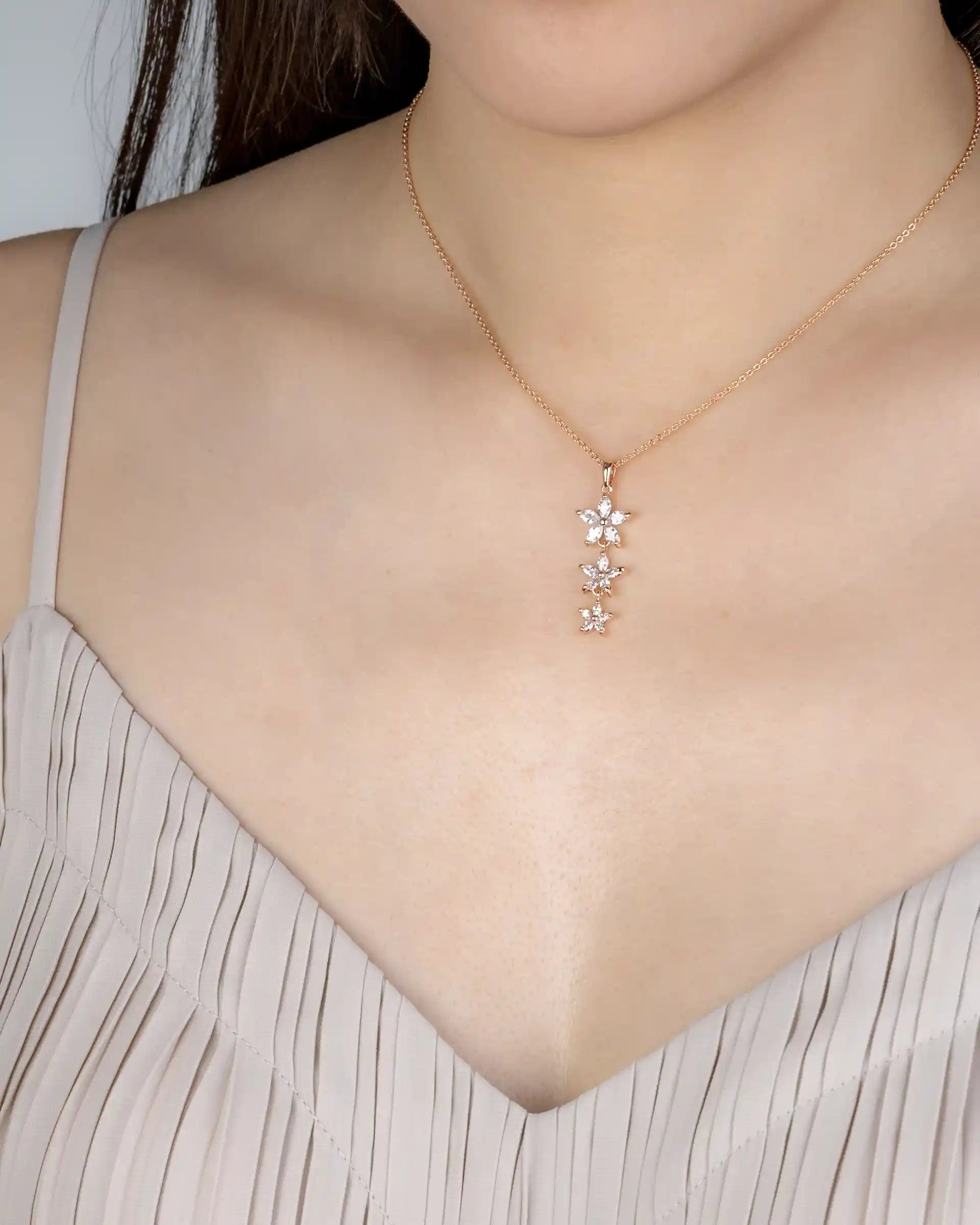 Rosanna Floral Necklace in Rose Gold