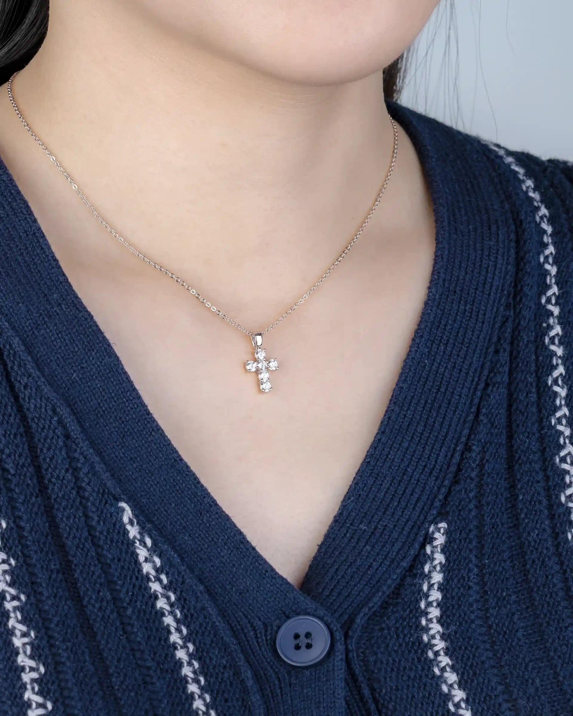 Tabitha Cross Necklace in Silver