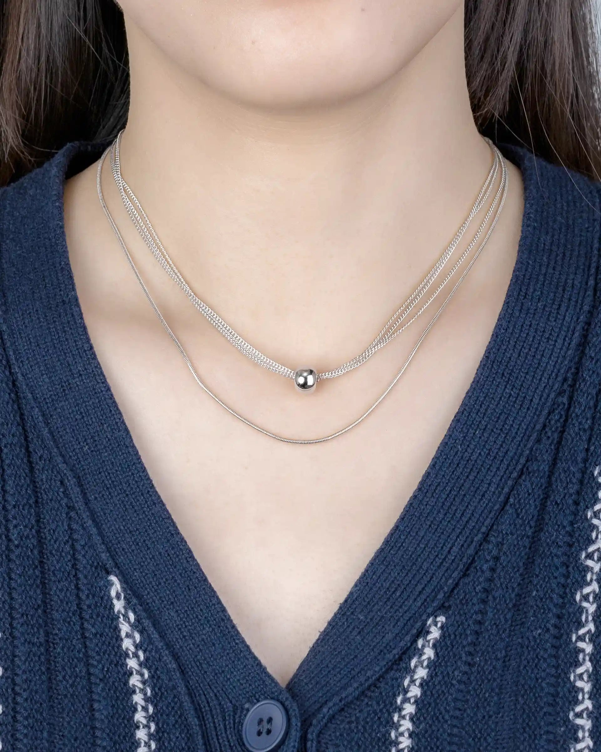 Kaye Layered Chain Necklace in Silver