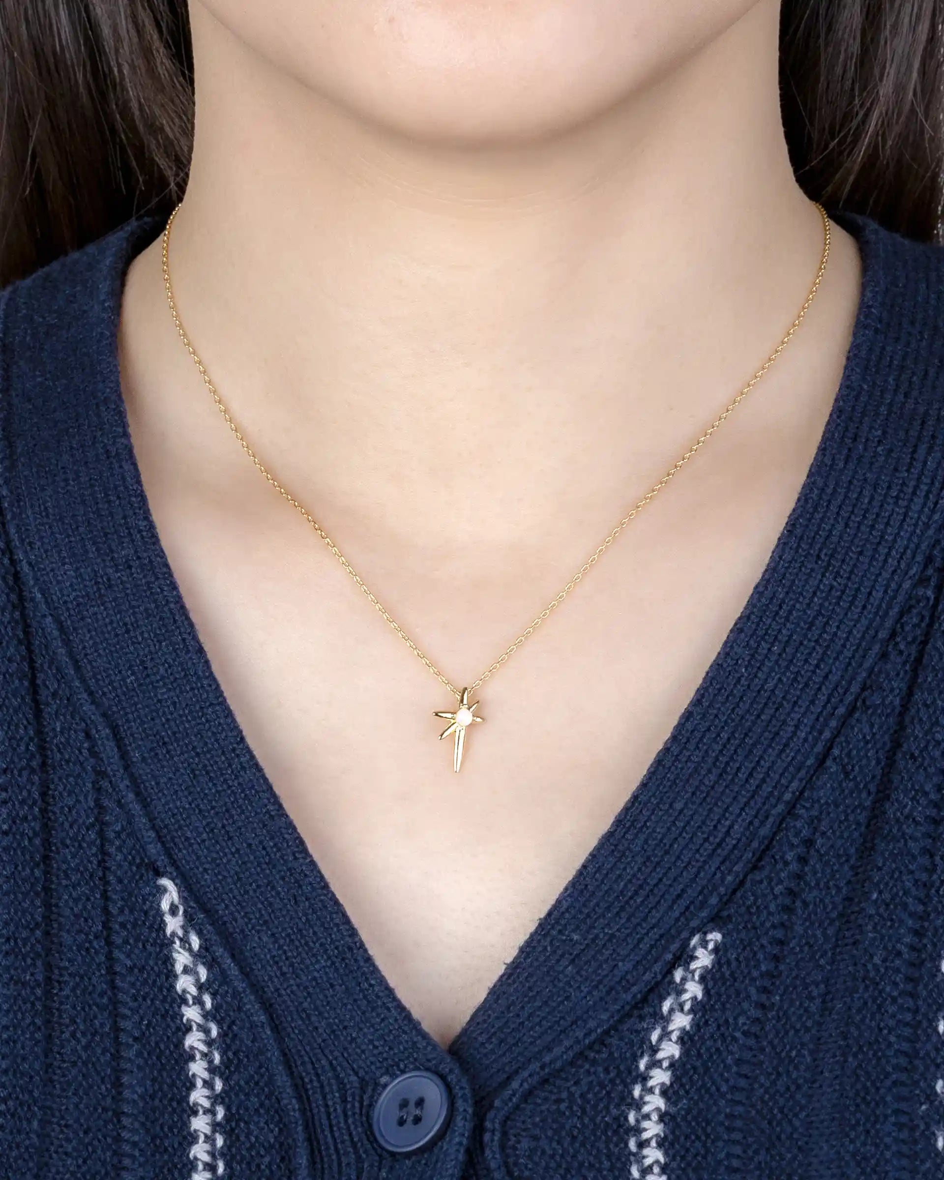 Terry Star Necklace in Gold - White
