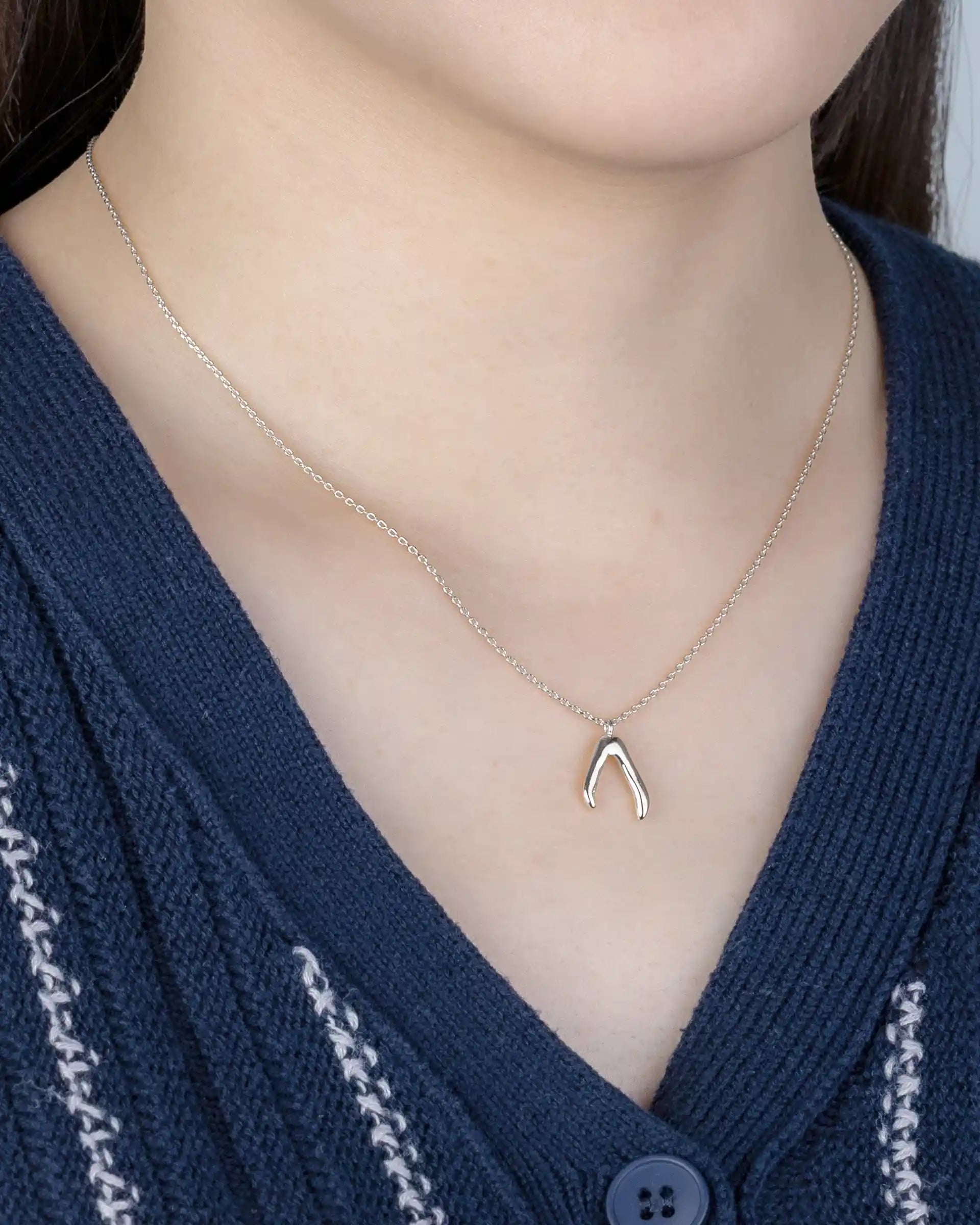 Majorie Wishbone Necklace in Silver