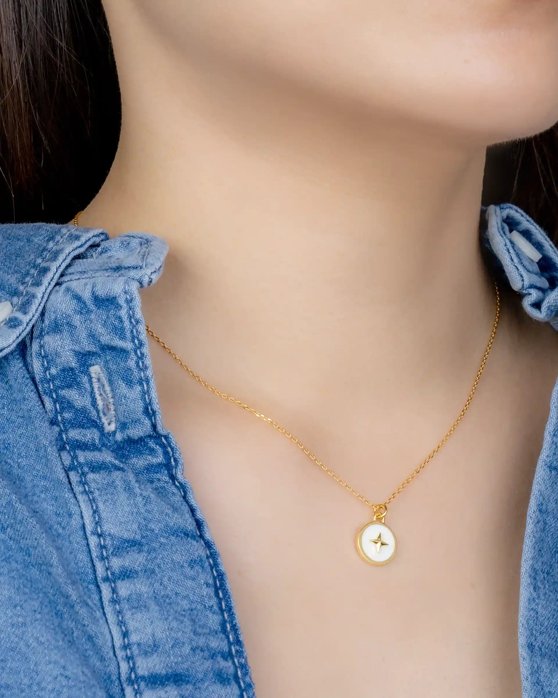 Atlas Star Medallion Necklace in Gold