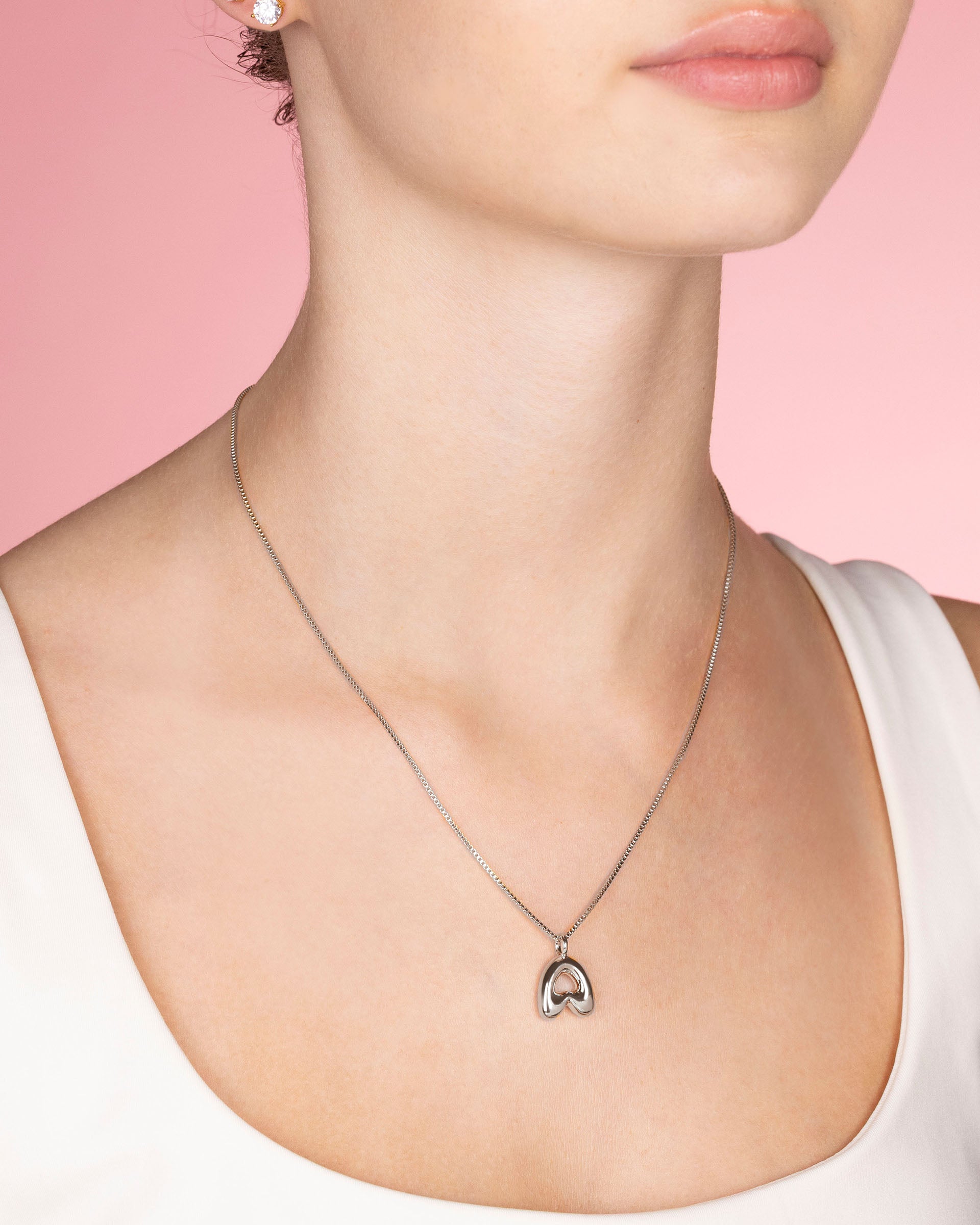 Bubble Initial 'A' Necklace in Silver