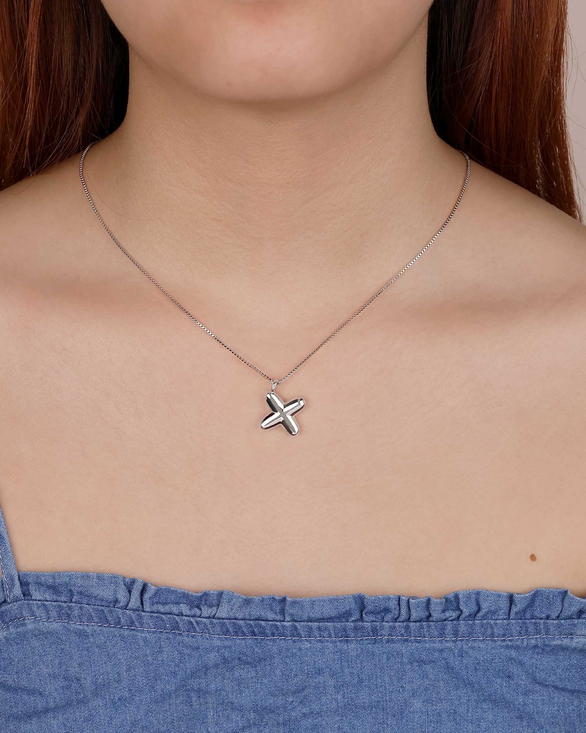 Bubble Initial 'X' Necklace in Silver
