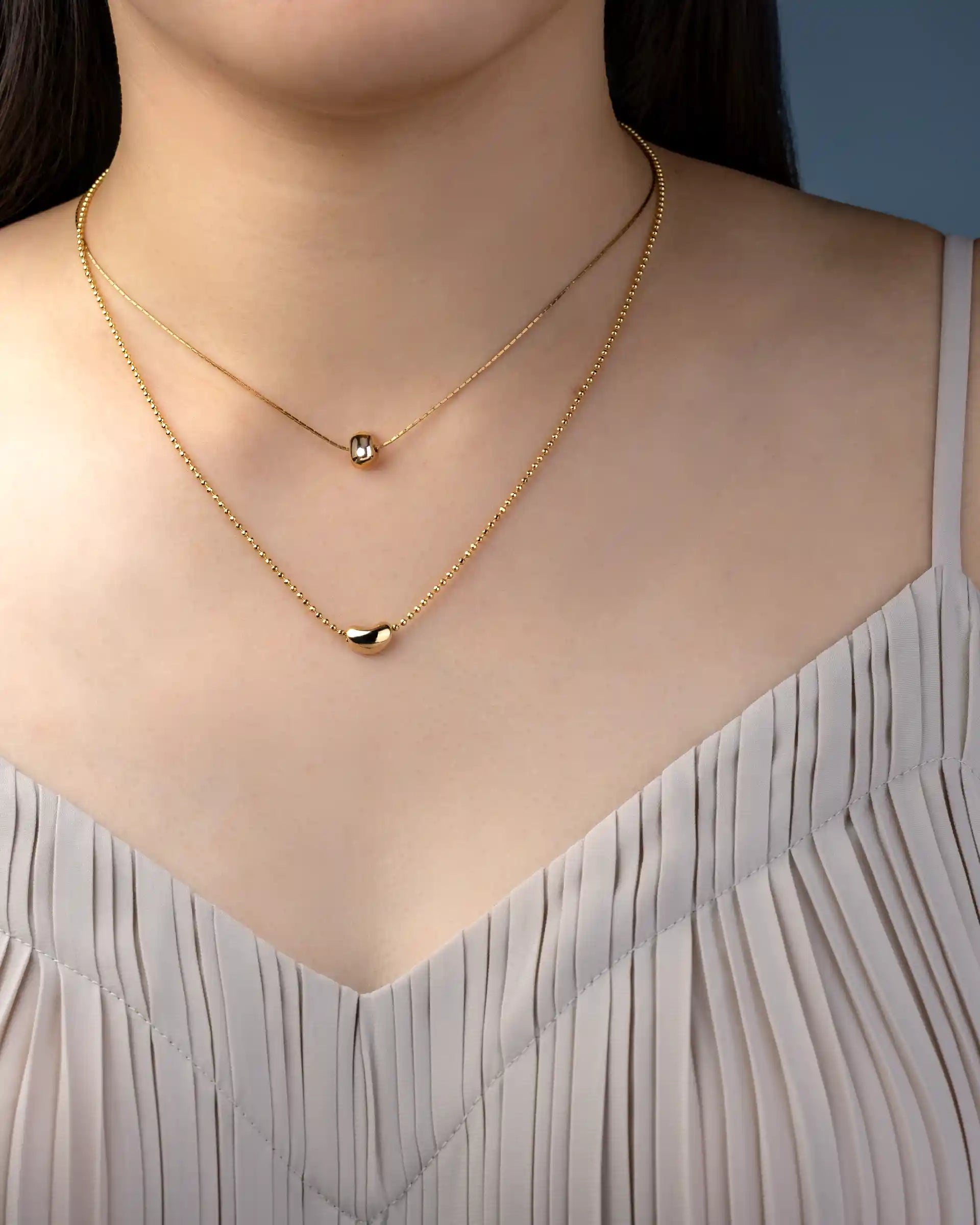 Maryann Layered Bean Necklace in Gold