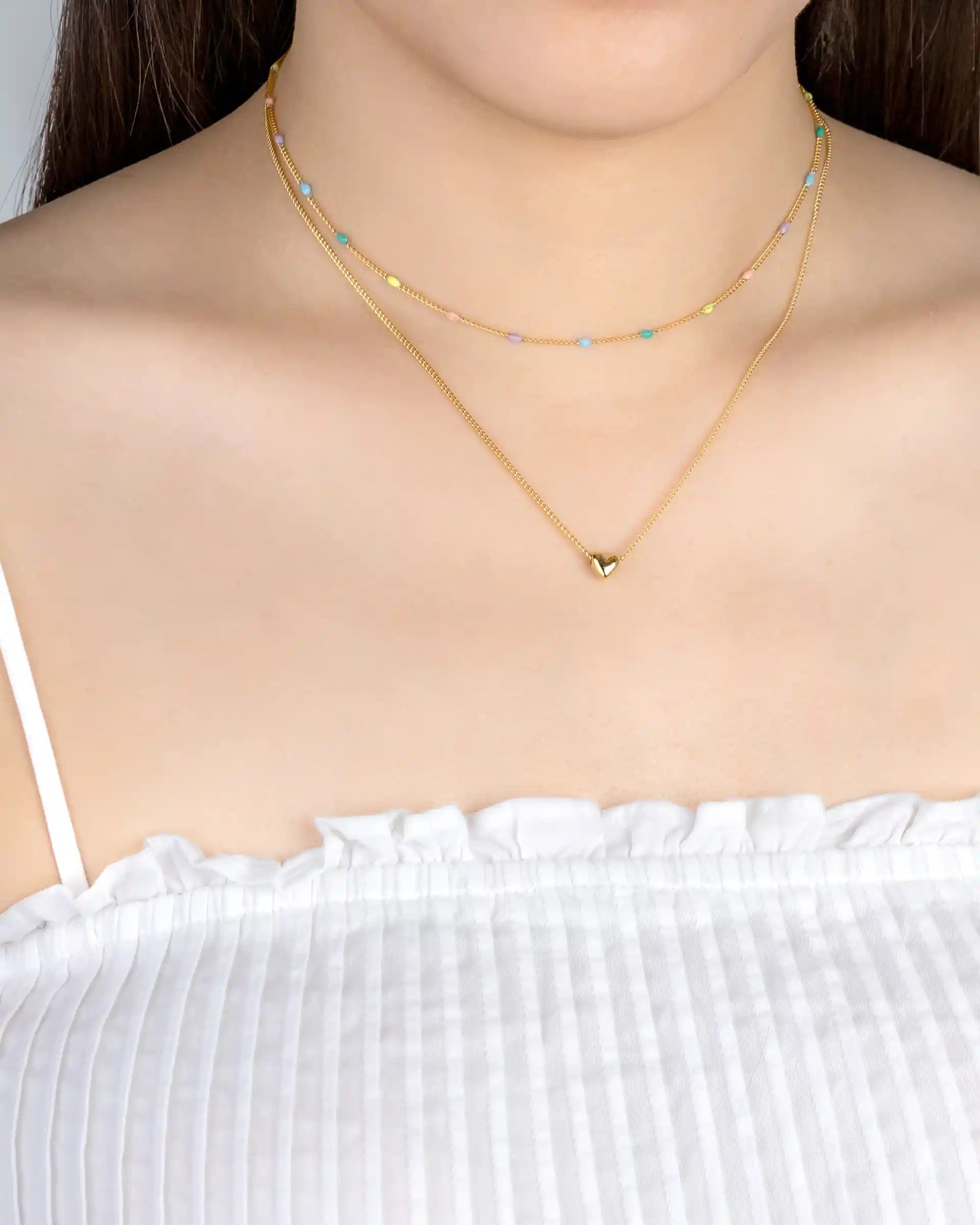 Hilary Layered Heart Necklace in Gold