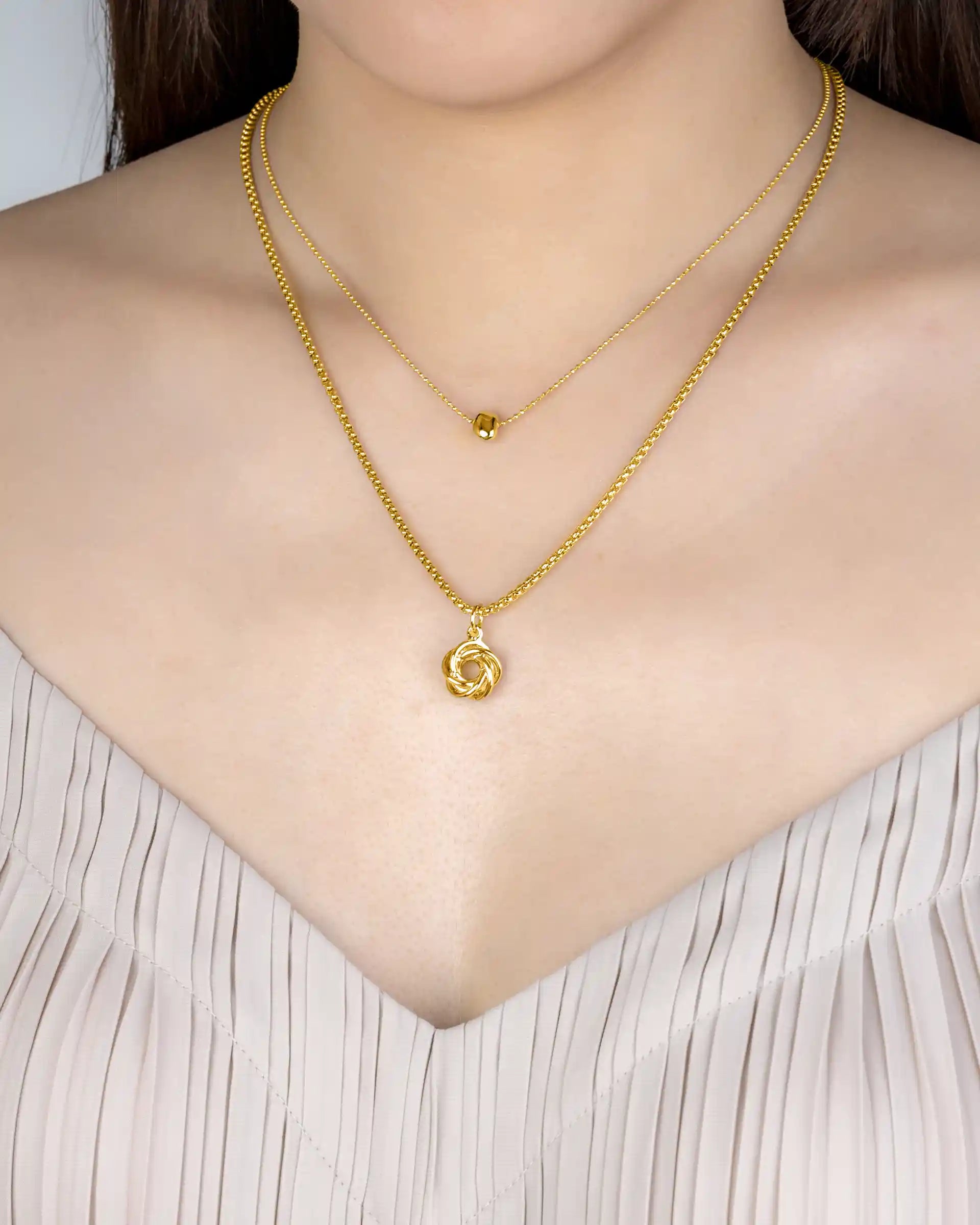 Florine Layered Knot Necklace in Gold