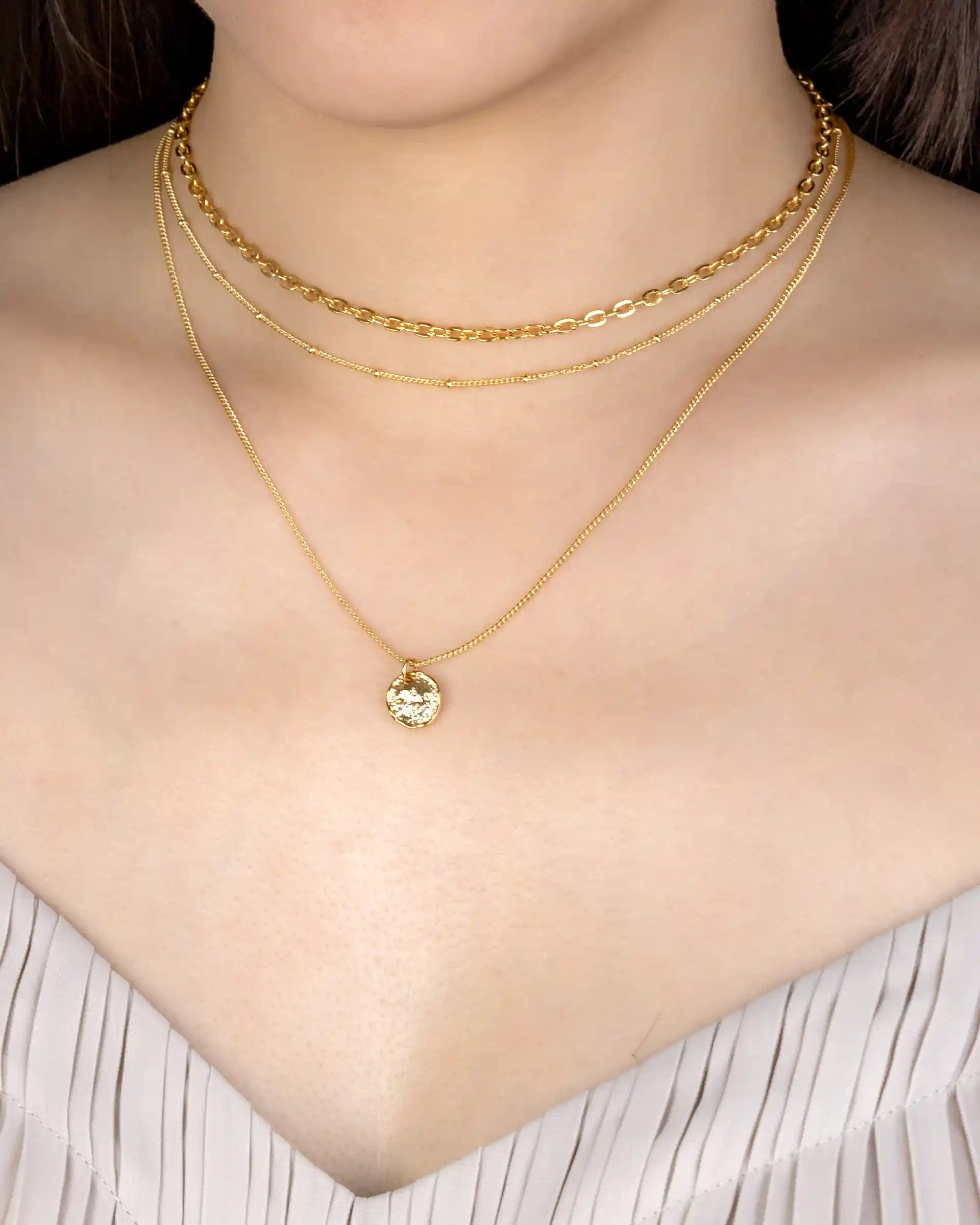 Adela Layered Coin Necklace in Gold