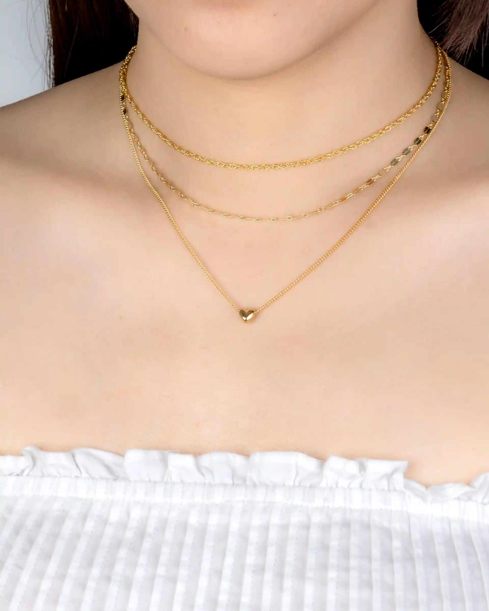 Tonia Layered Heart Necklace in Gold