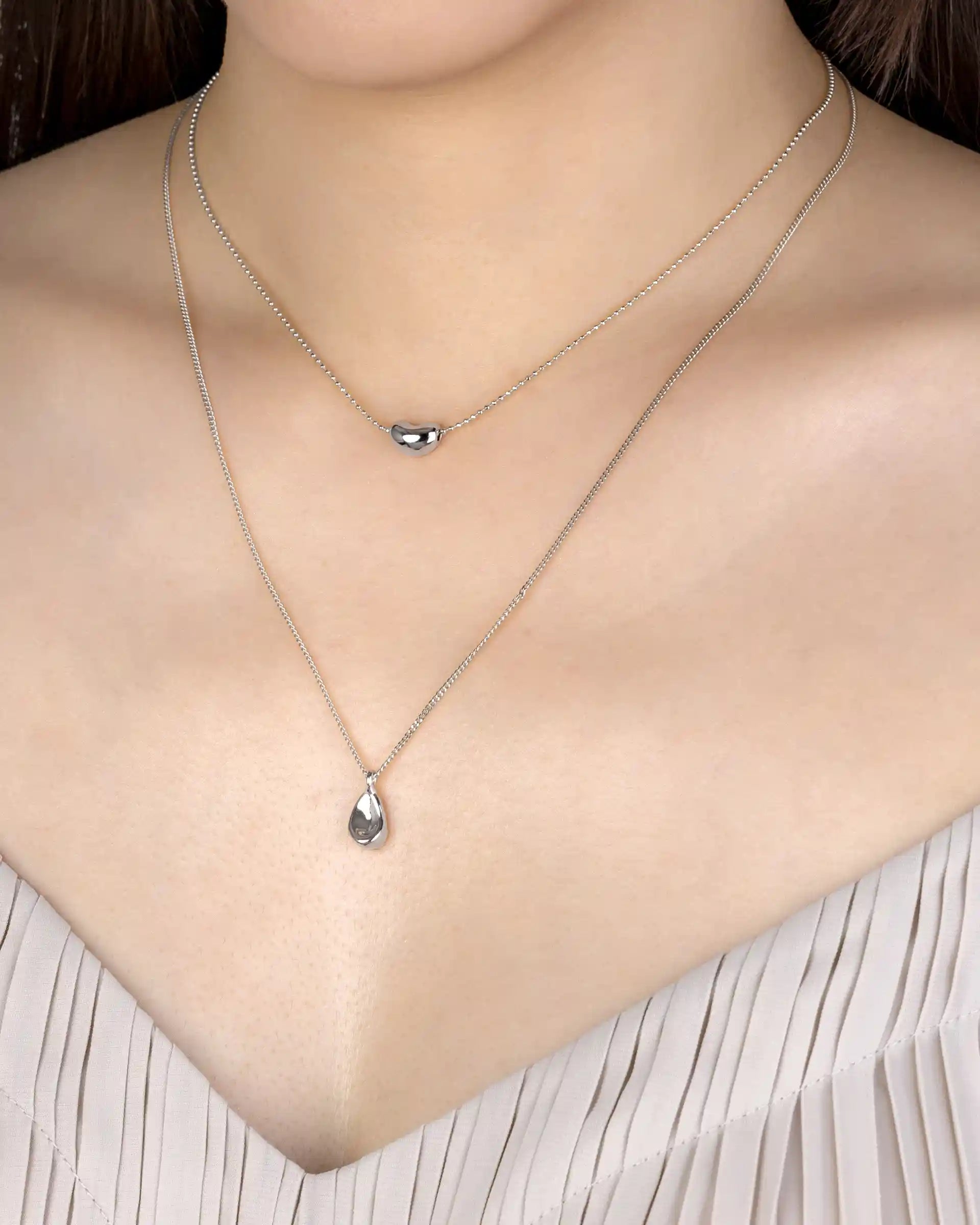 Tabatha Layered Sculptural Necklace in Silver