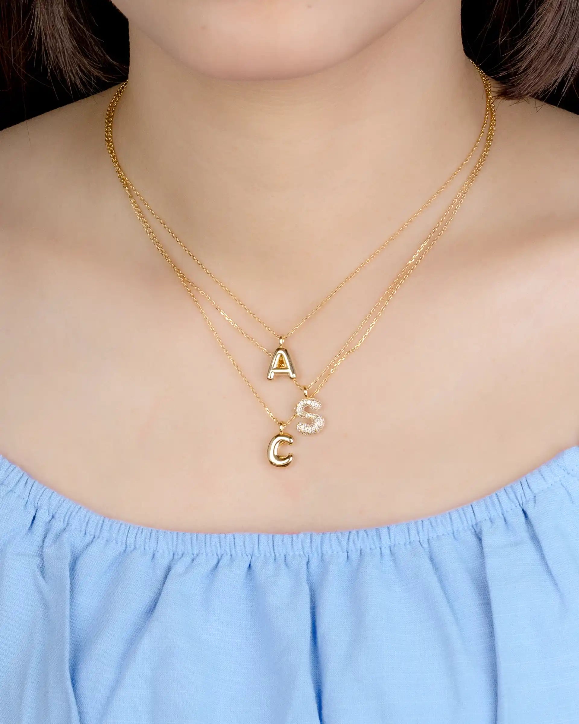 Mini Bubble Initial 'A' Necklace in Gold