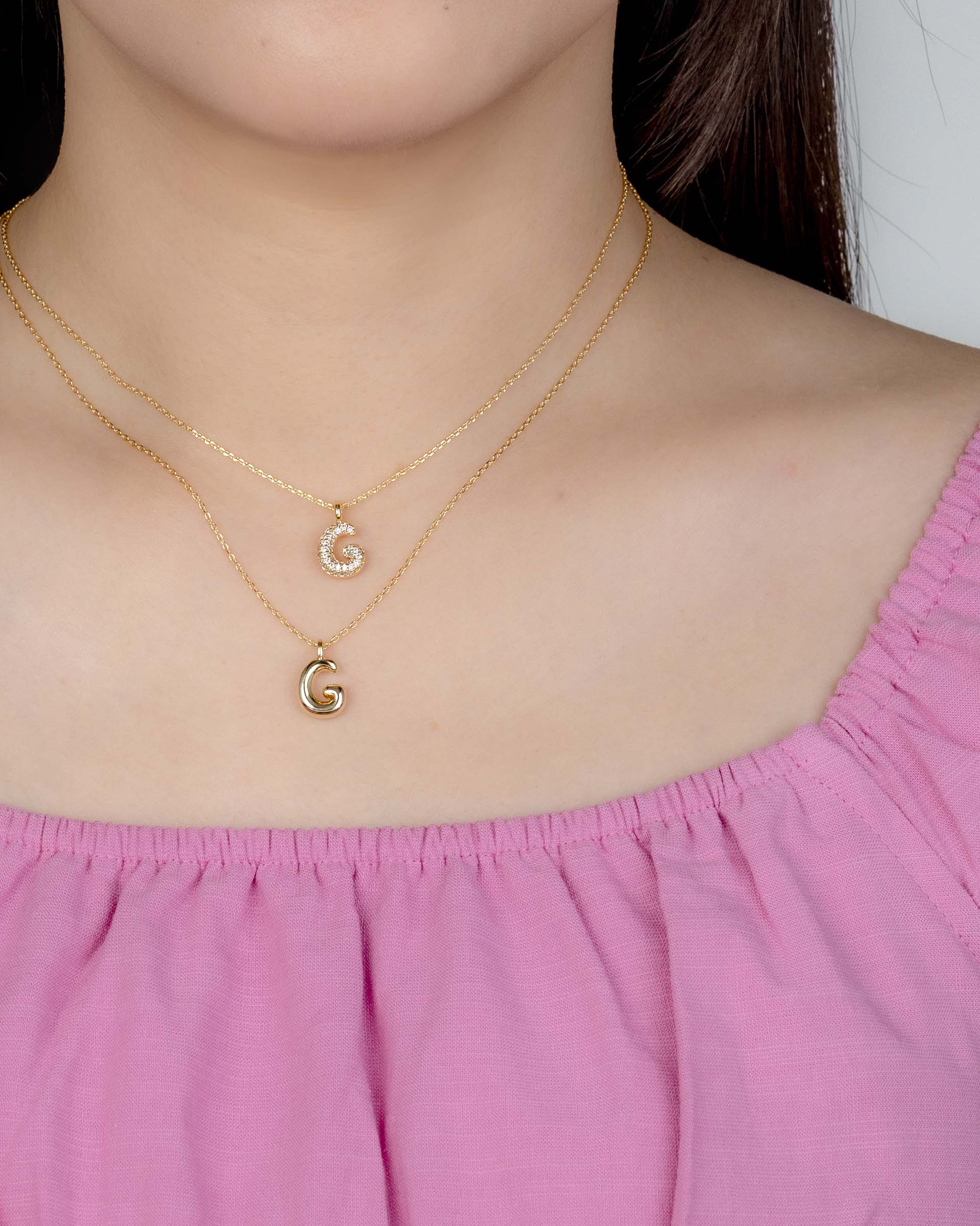 Mini Bubble Initial 'G' Necklace in Gold