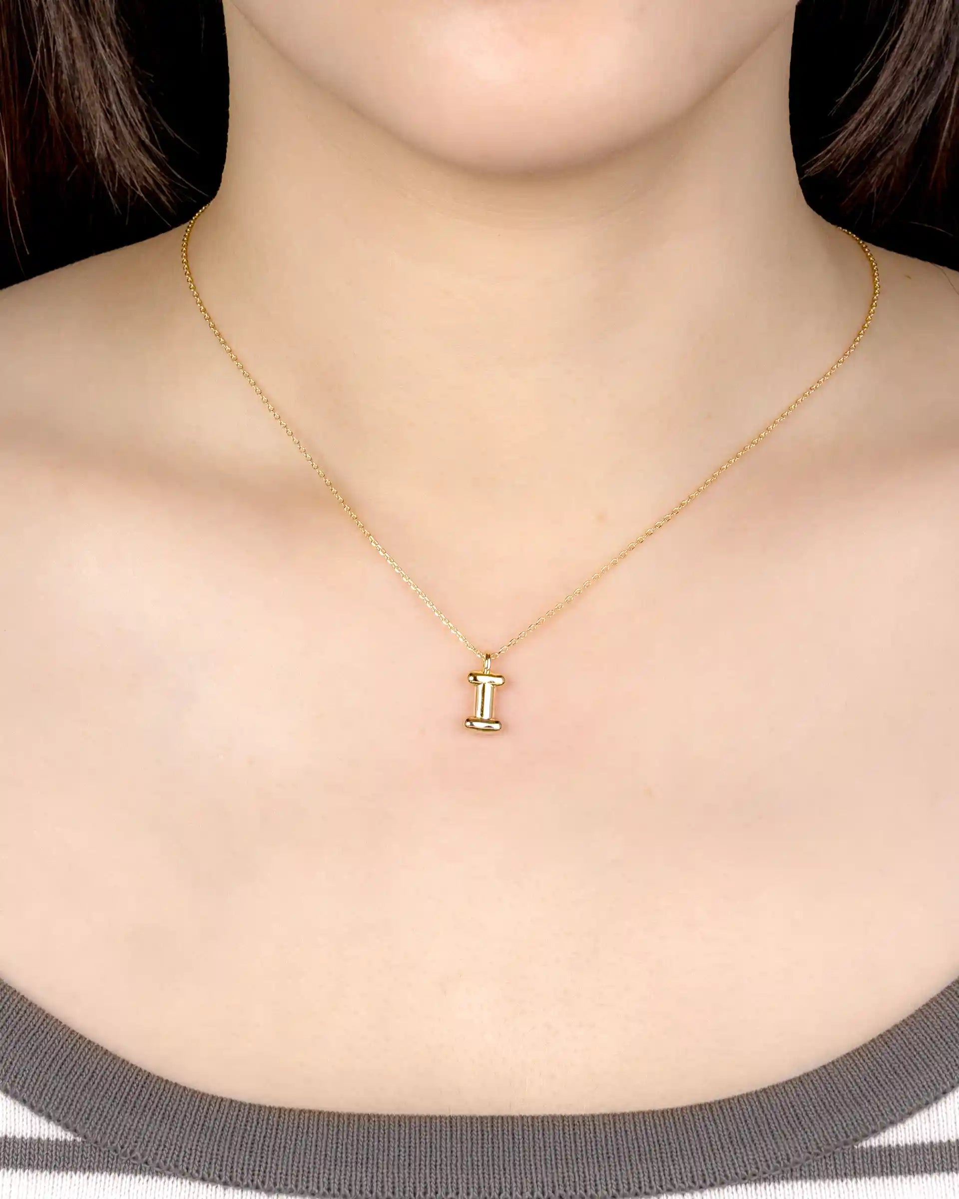 Mini Bubble Initial 'I' Necklace in Gold