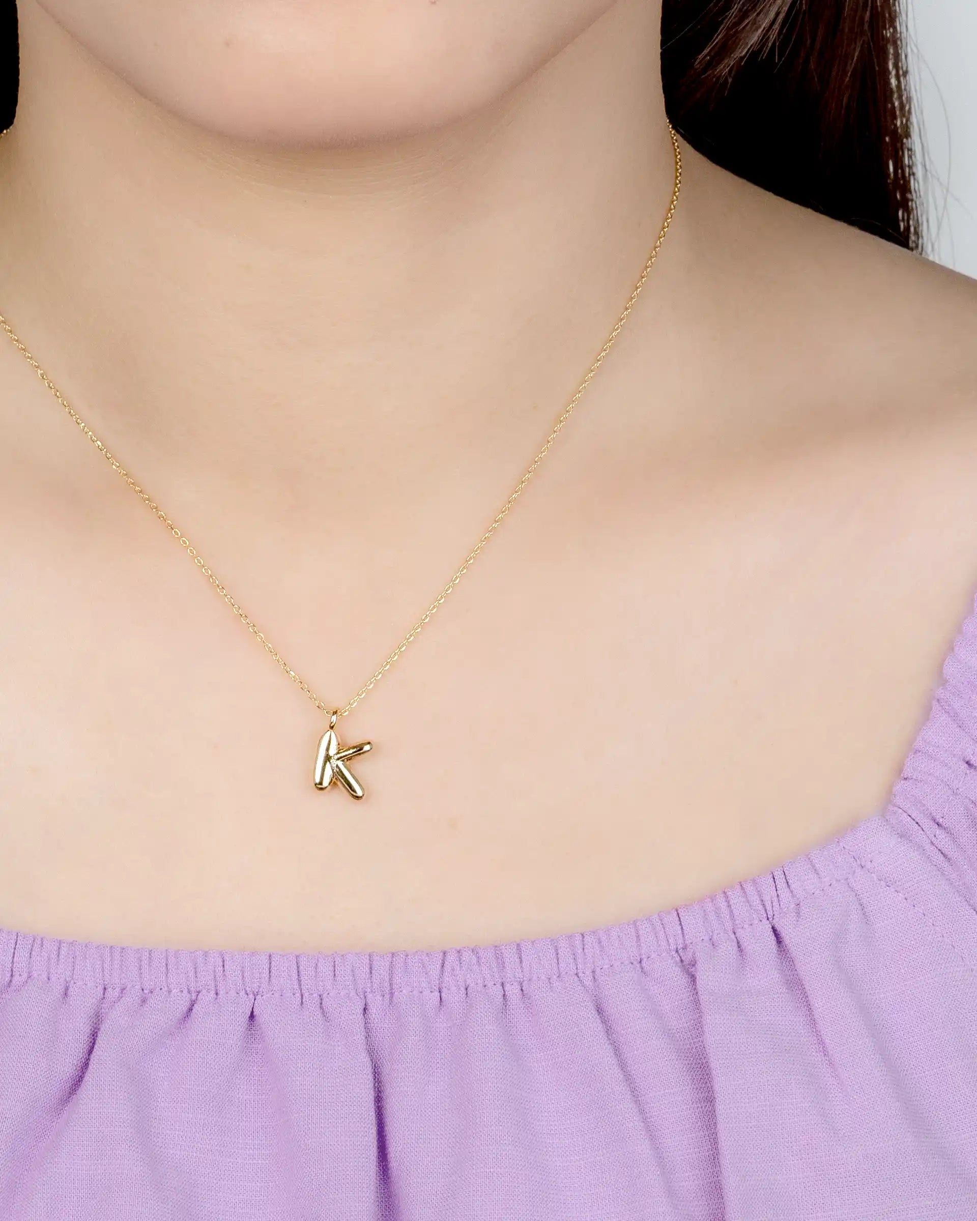 Mini Bubble Initial 'K' Necklace in Gold