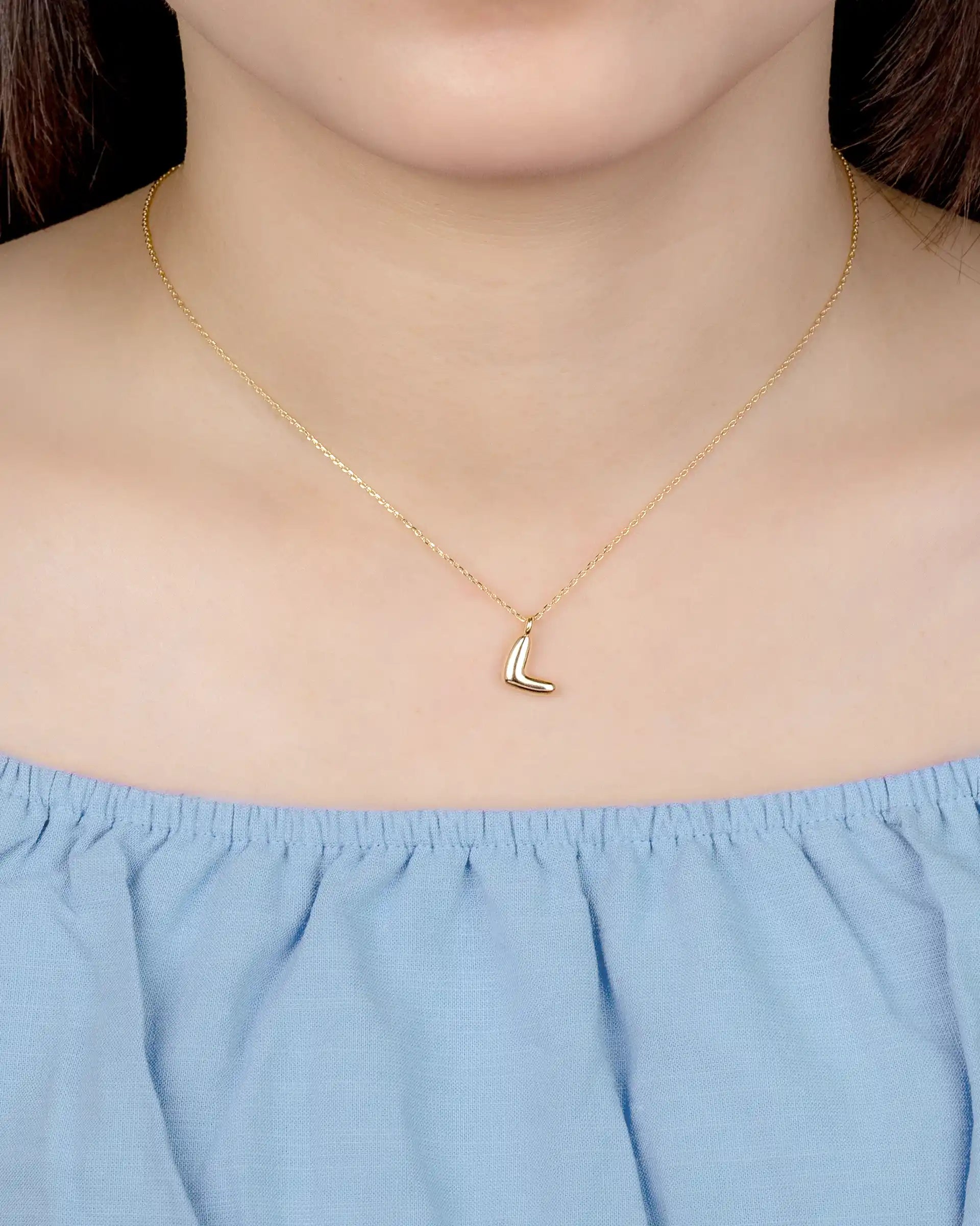 Mini Bubble Initial 'L' Necklace in Gold