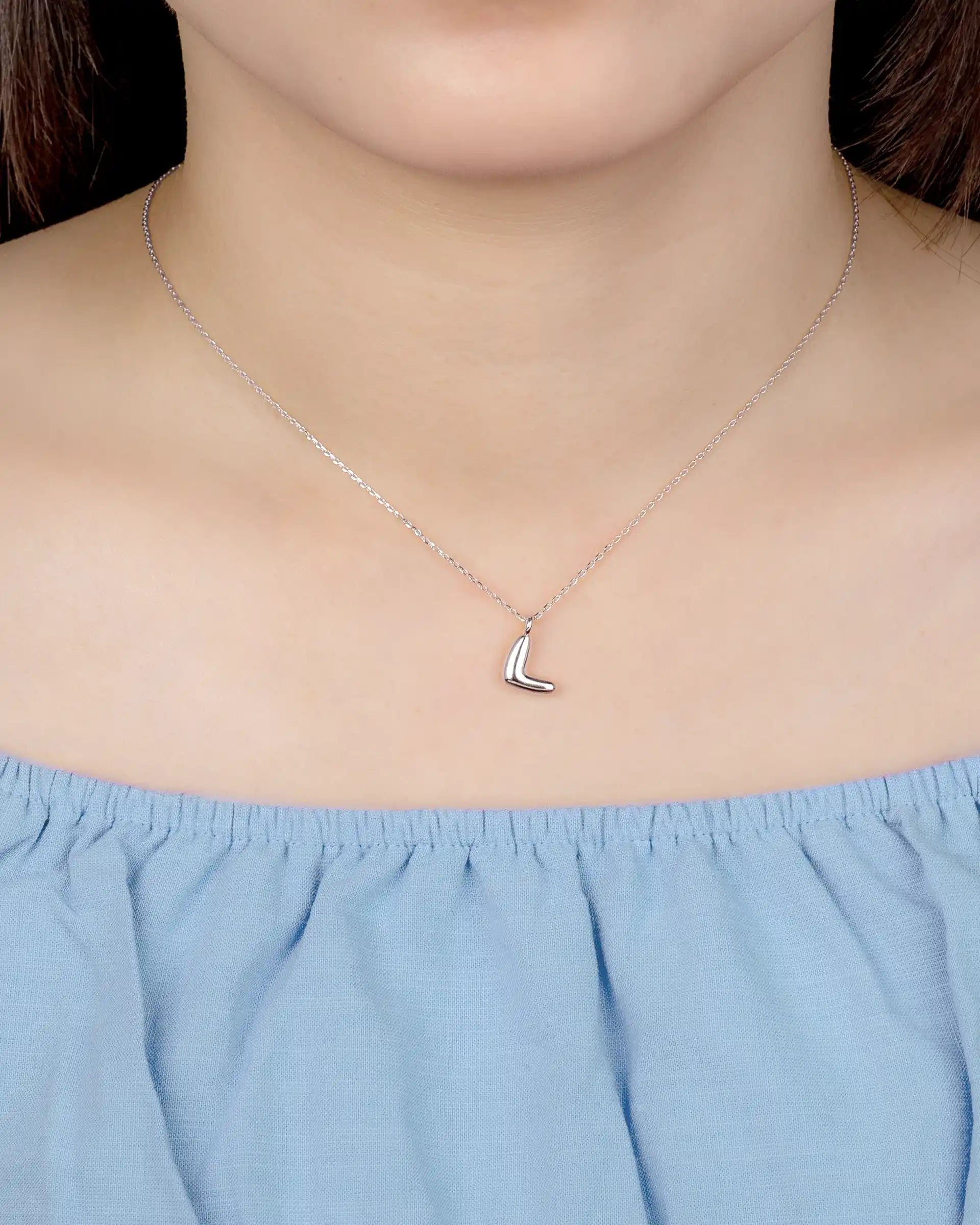 Mini Bubble Initial 'L' Necklace in Silver