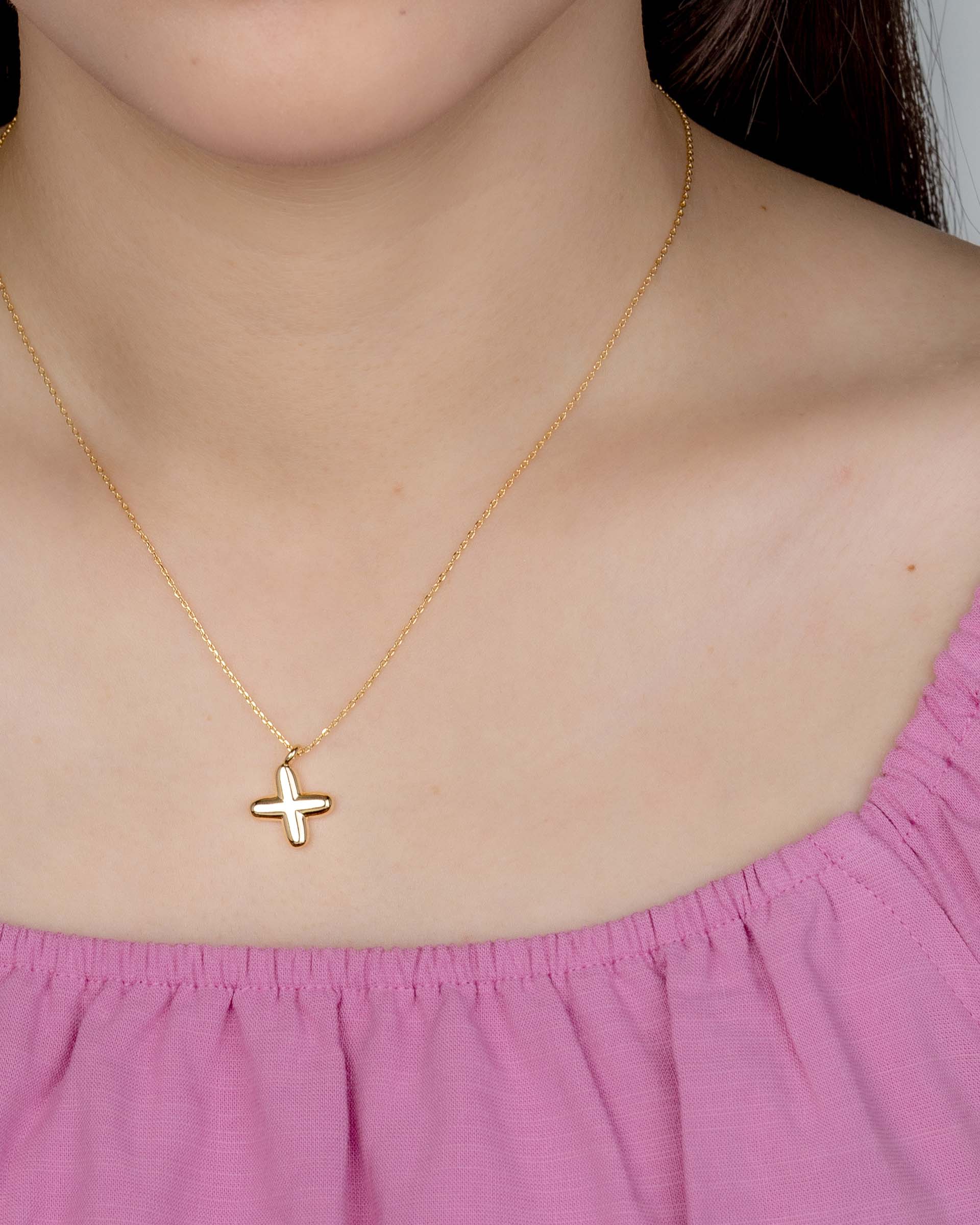 Mini Bubble Initial 'X' Necklace in Gold