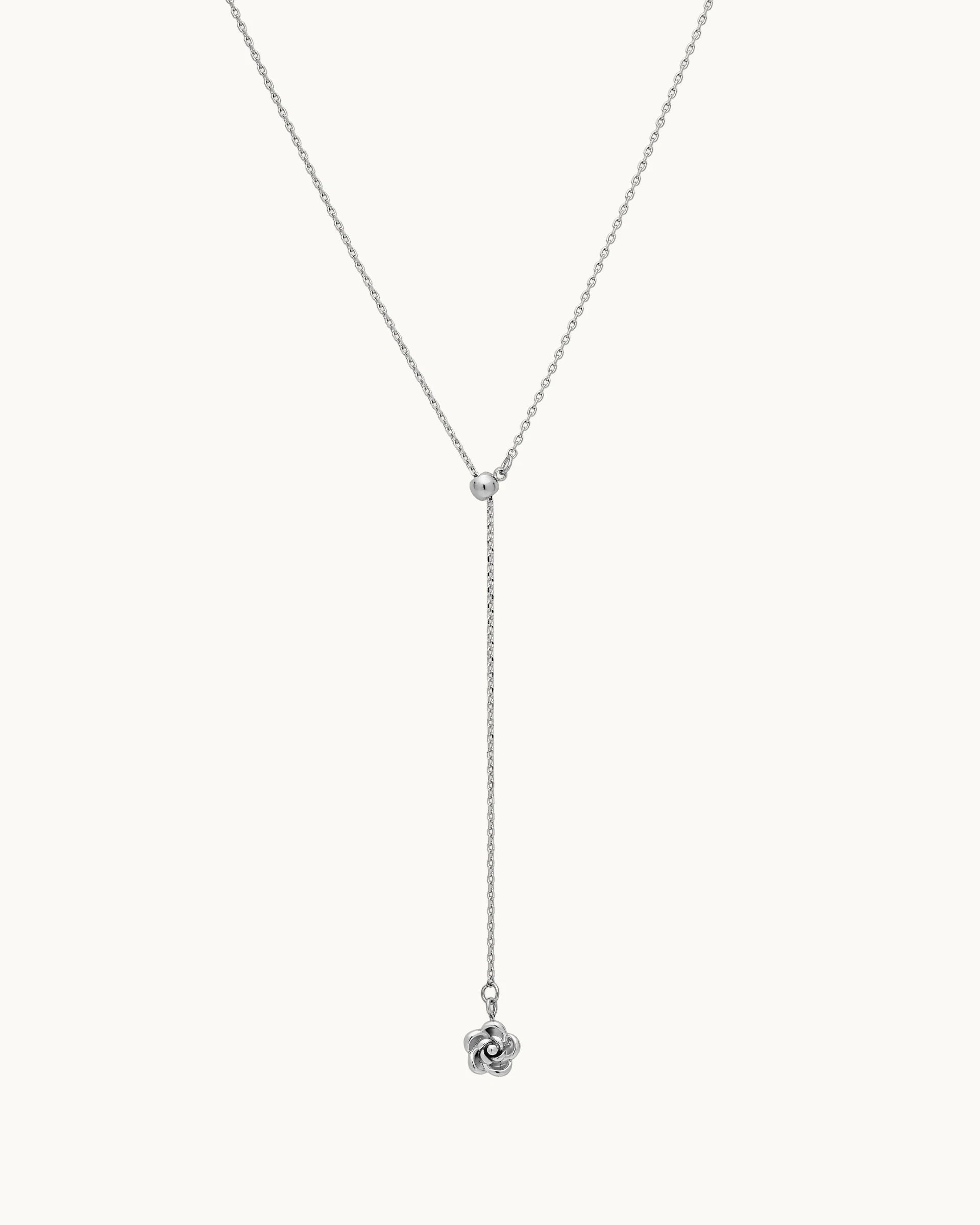Camellia Rose Backdrop Necklace in Silver
