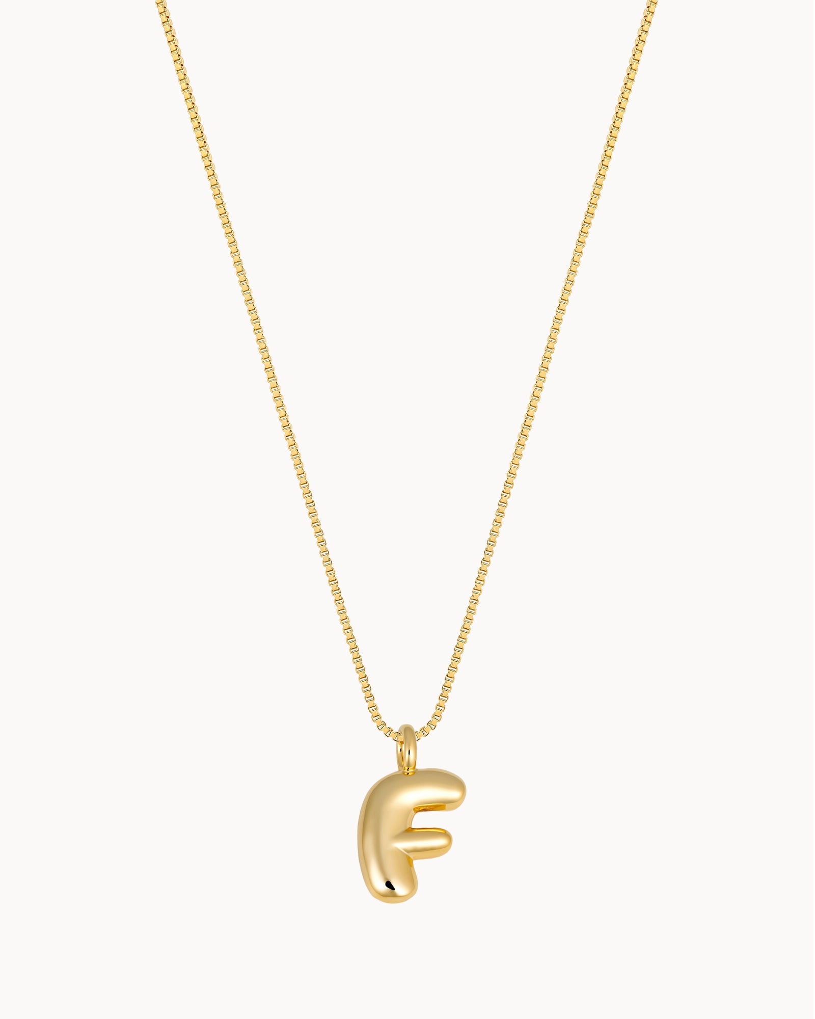 Bubble Initial 'F' Necklace in Gold